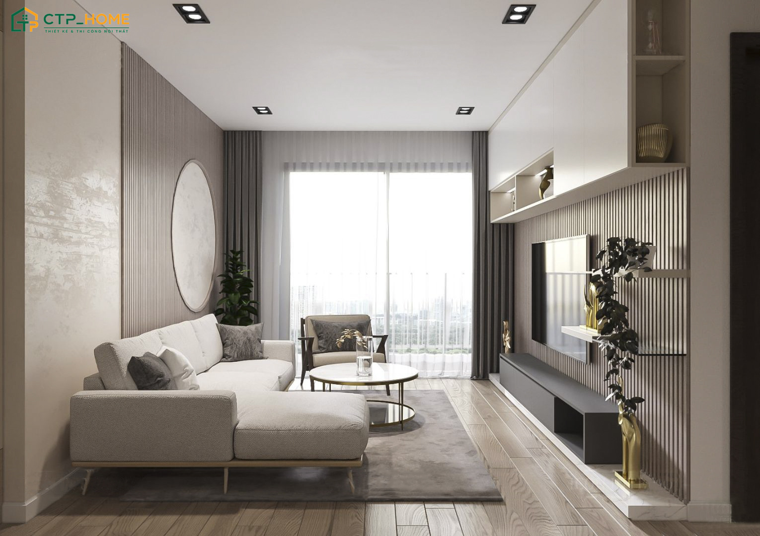 Không gian được bố trí cân đối để vừa đảm bảo tính thẩm mỹ vừa phù hợp với phong thuỷ