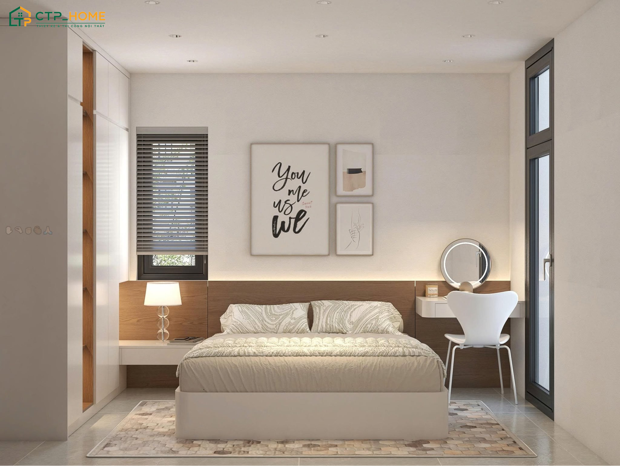 Phòng ngủ chung cư 45m2 sẽ được thiết kế tối giản để tạo cảm giác thoải mái hơn khi nghỉ ngơi