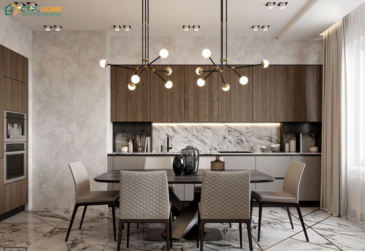 Mẫu thiết kế căn hộ 45m2 phong cách Luxury sẽ được bố trí hài hoà để đáp ứng công năng sử dụng