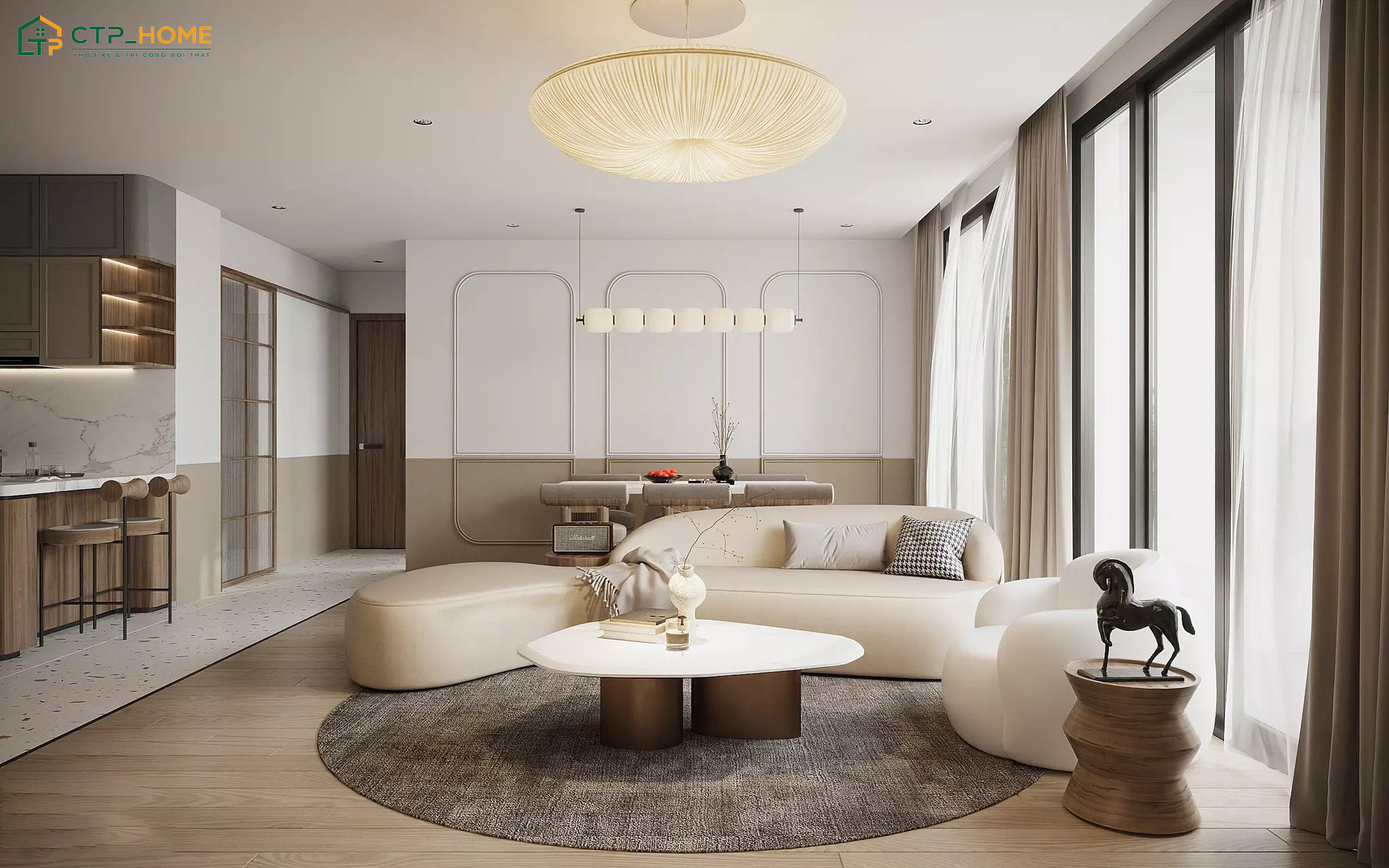 Mẫu thiết kế nội thất chung cư 80m2 tối giản sẽ phù hợp với những gia chủ yêu thích vẻ đẹp giản dị