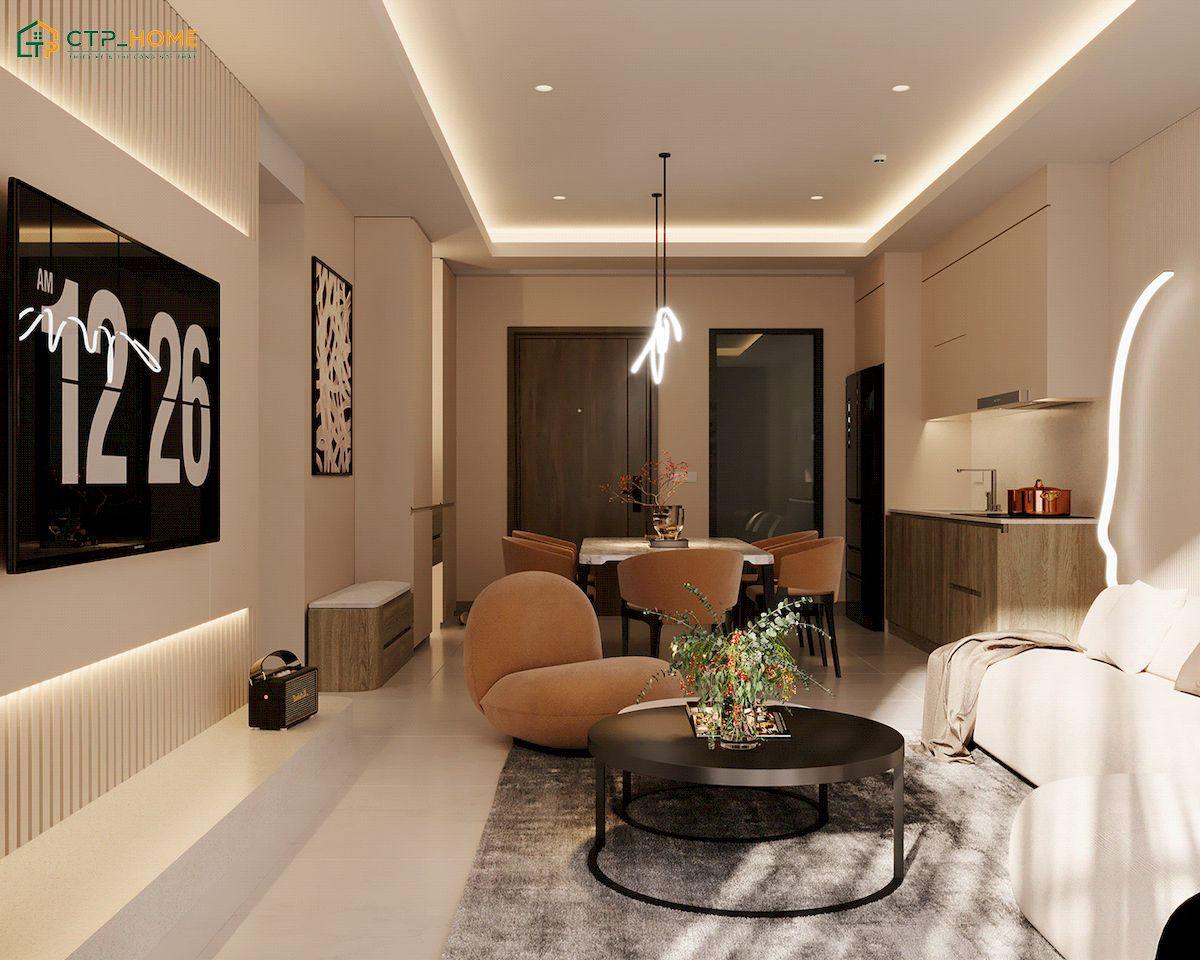 Mẫu thiết kế nội thất căn hộ chung cư 50m2 Luxury sẽ mang đến vẻ đẹp sang trọng và đẳng cấp