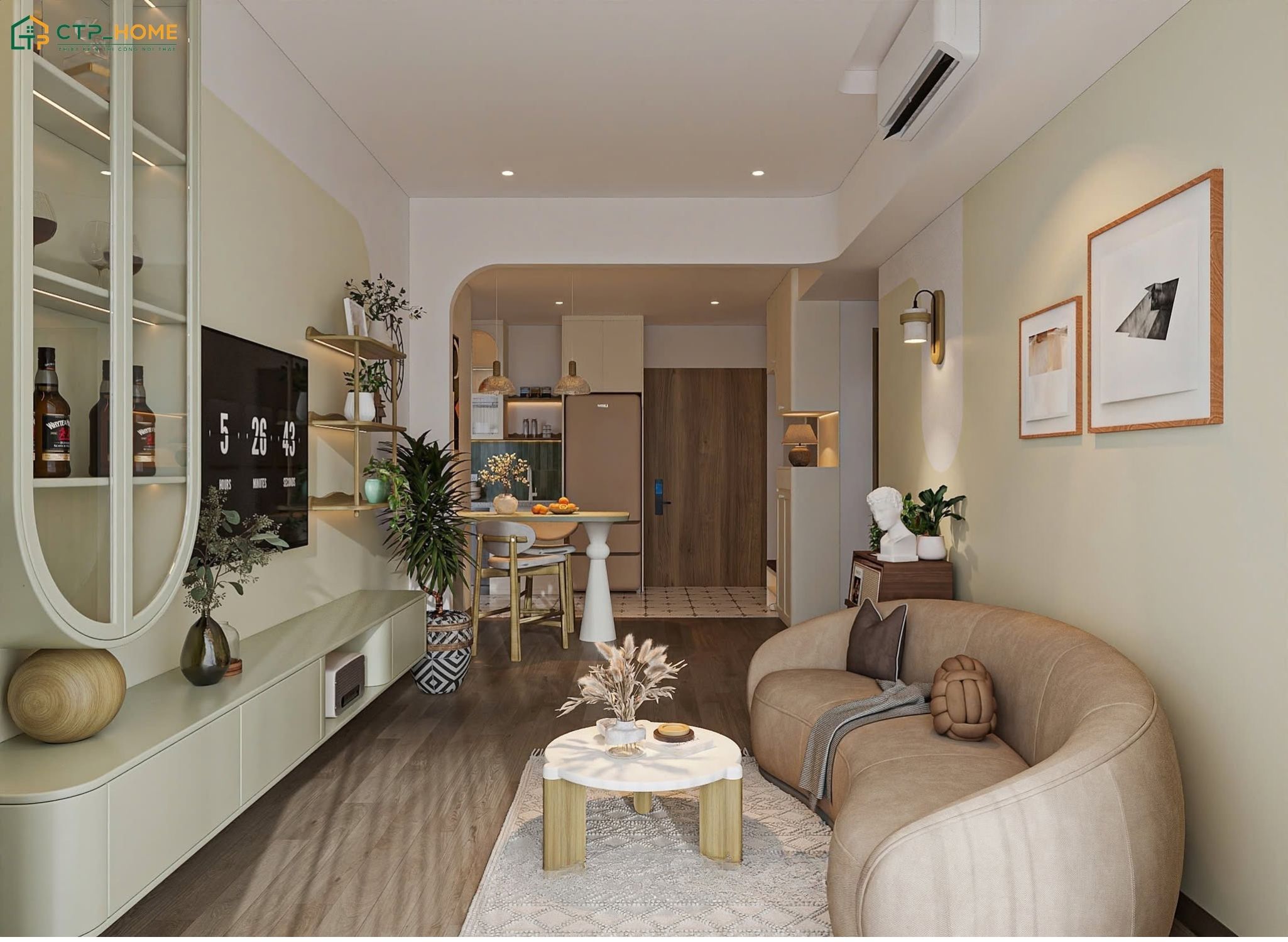 Mẫu thiết kế nội thất chung cư 50m2 Địa Trung Hải nổi bật với vẻ đẹp phóng khoáng và tràn đầy sức sống