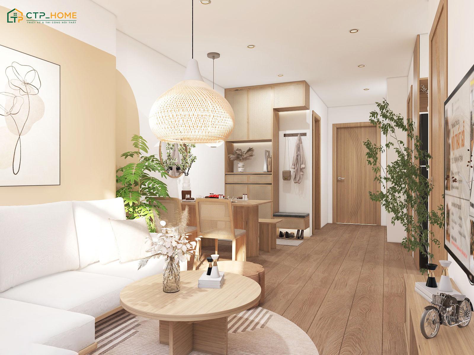 Mẫu thiết kế nội thất chung cư 50m2 Japandi tạo ấn tượng nhờ vẻ đẹp nhẹ nhàng, thanh lịch