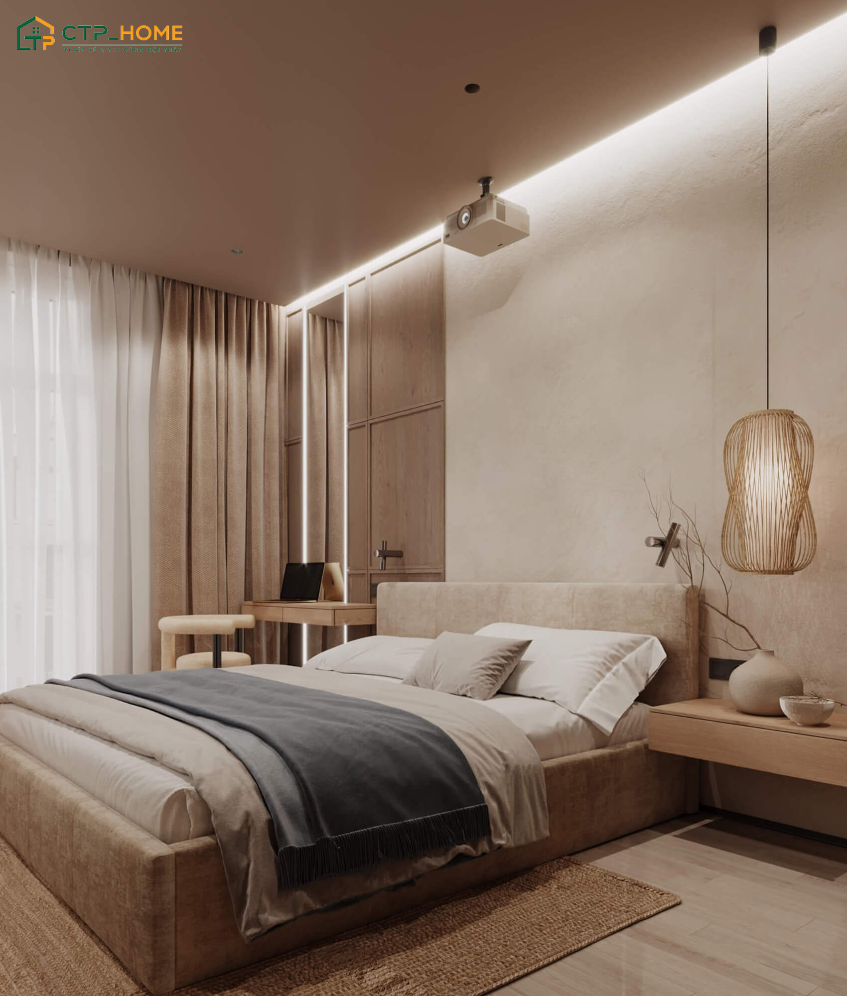 Mẫu thiết kế chung cư mini 50m2 Japandi sẽ tập trung vào những khoảng trống để tạo cảm giác thoáng đãng hơn
