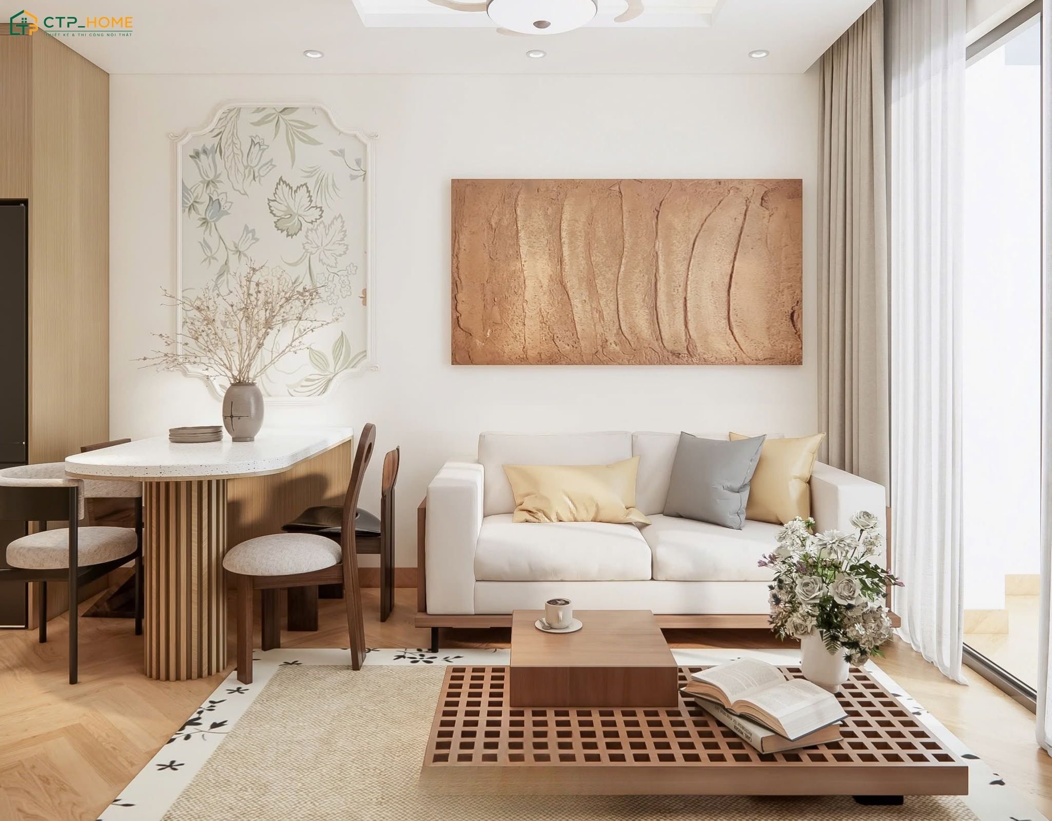 Phòng khách và bếp sẽ được kết nối liền mạch với nhau để tạo cảm giác thông thoáng hơn