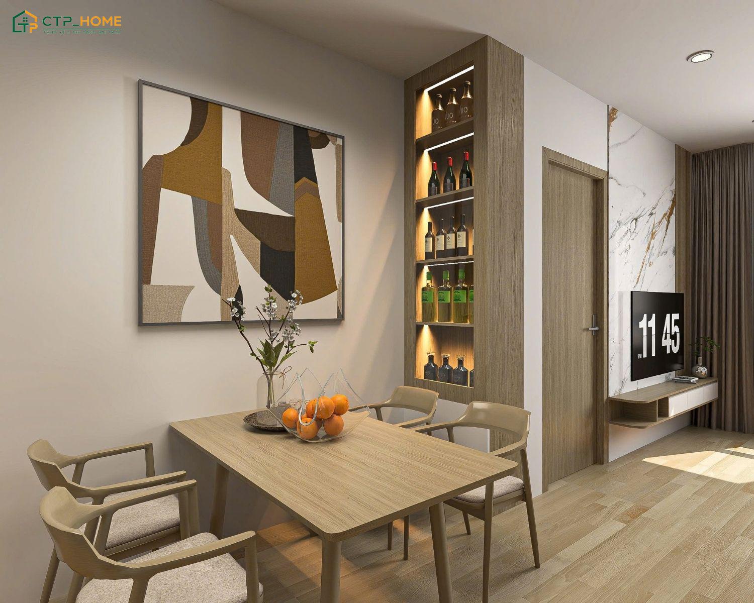 Không gian phòng bếp trong chung cư 50m2 cần phải đảm bảo được sự sạch sẽ và gọn gàng