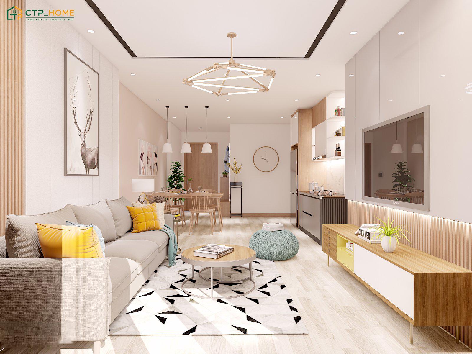 Thiết kế nội thất chung cư 50m2 với đồ nội thất thông minh sẽ giúp tiết kiệm diện tích hiệu quả