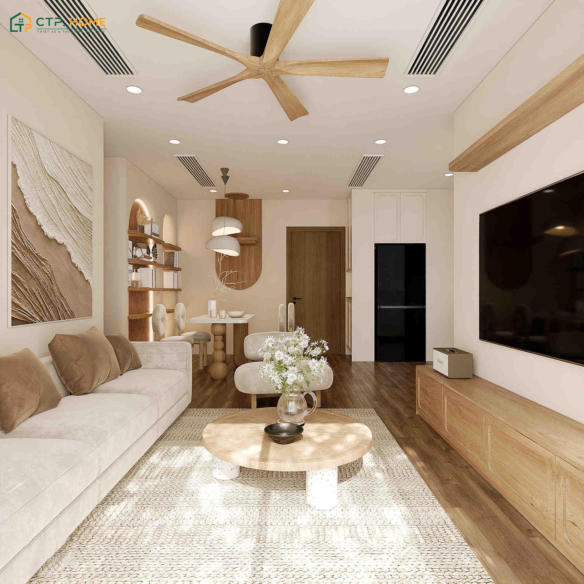 Sử dụng tone màu tươi sáng làm chủ đạo sẽ tạo cảm giác rộng rãi hơn cho chung cư 50m2