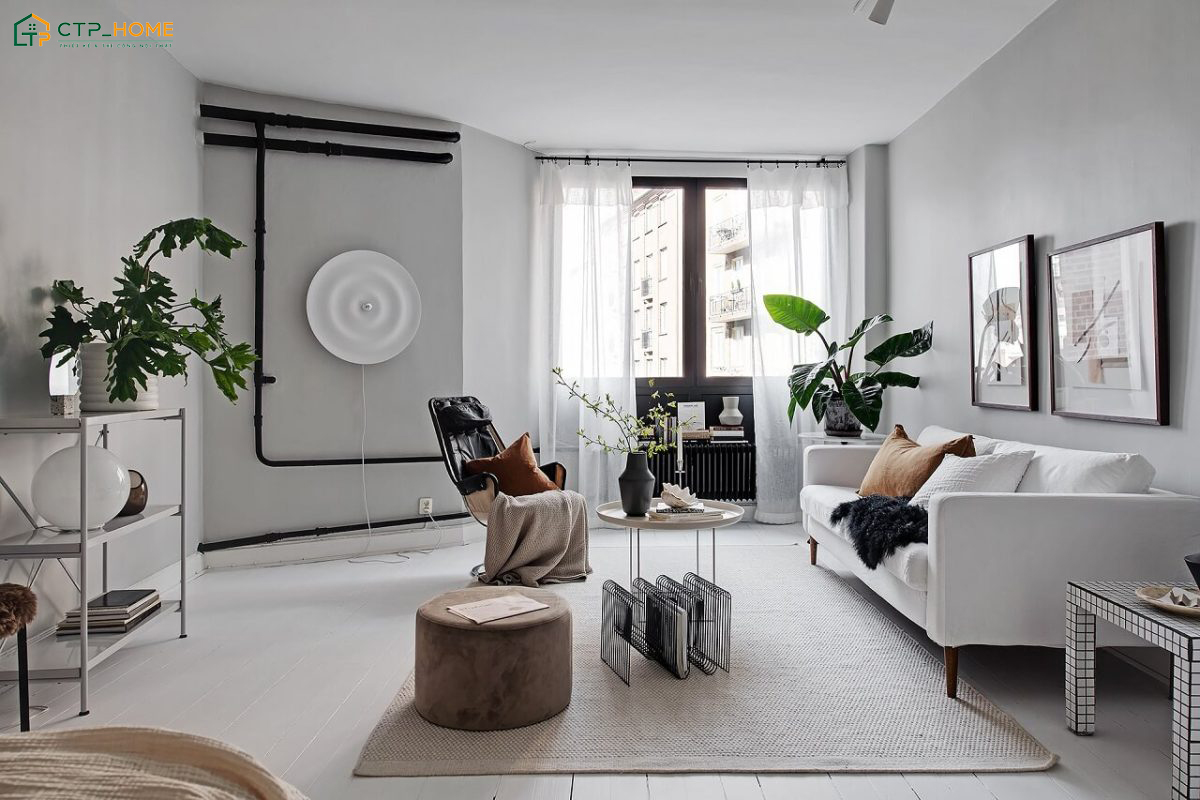 Thiết kế nội thất chung cư 50m2 với cây xanh sẽ tạo cảm giác thư thái và gần gũi hơn với thiên nhiên