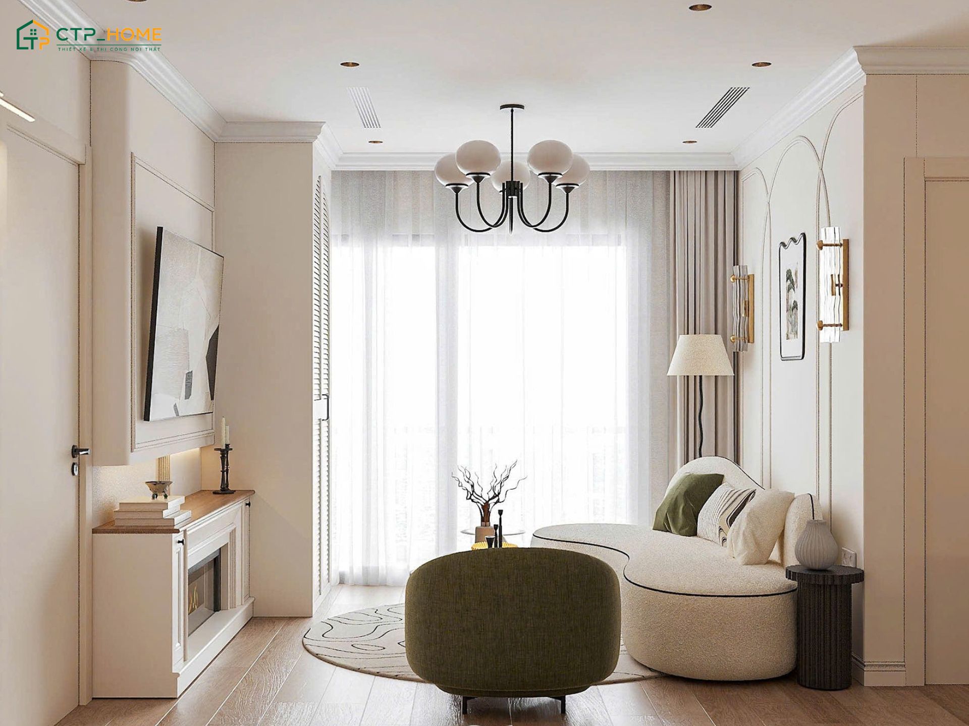 Mẫu thiết kế nội thất căn hộ 55m2 trẻ trung sẽ sử dụng nội thất thông minh để tạo sự tiện nghi