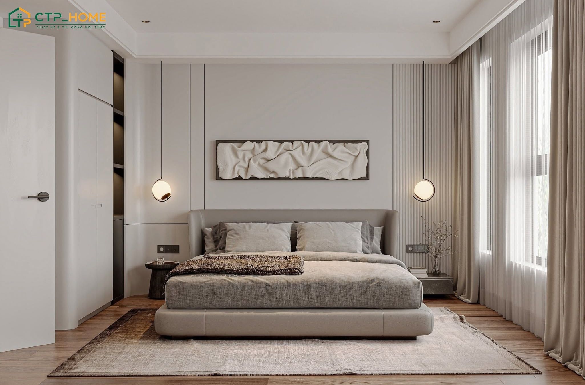 Mẫu phòng ngủ căn hộ 55m2 thường sẽ sử dụng nội thất có kích thước phù hợp với tổng thể căn phòng