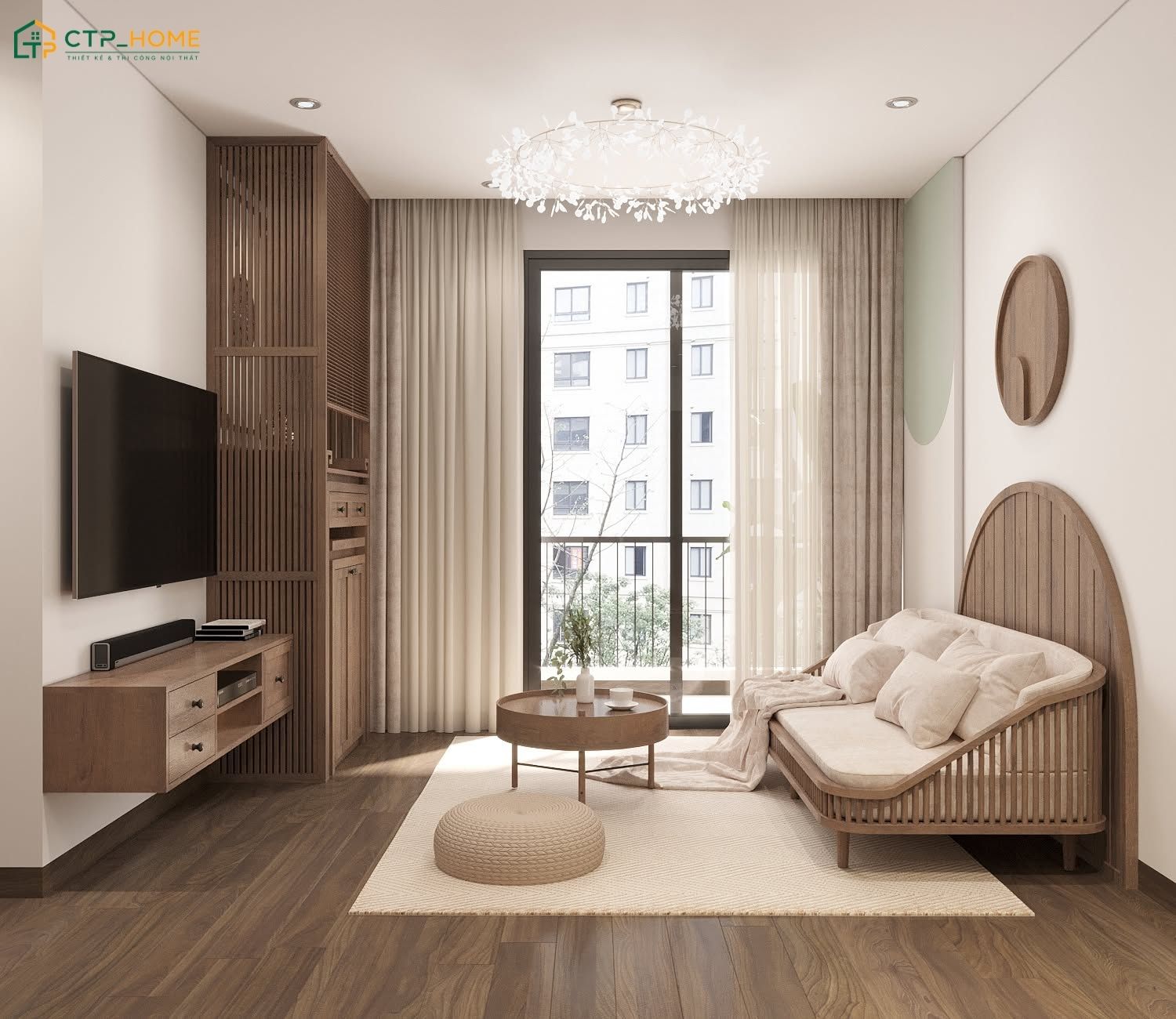 Mẫu thiết kế nội thất căn hộ chung cư 55m2 2 phòng ngủ sẽ ưu tiên đồ nội thất nhỏ gọn