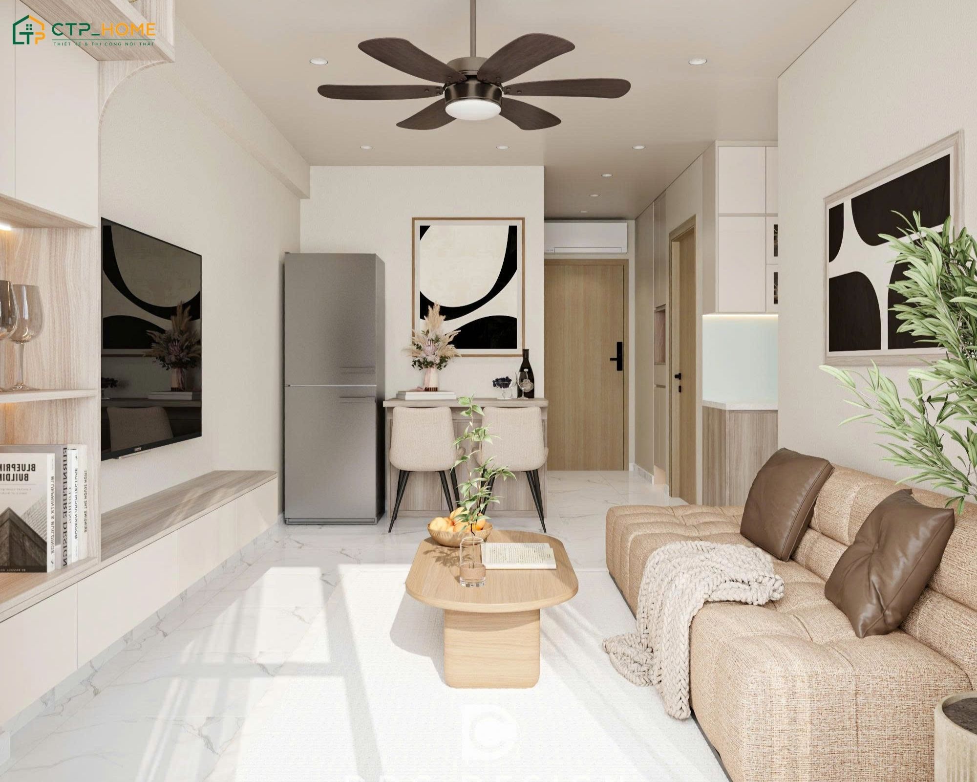 Thiết kế nội thất chung cư 55m2 với nội thất thông minh sẽ giúp không gian trở nên gọn gàng hơn