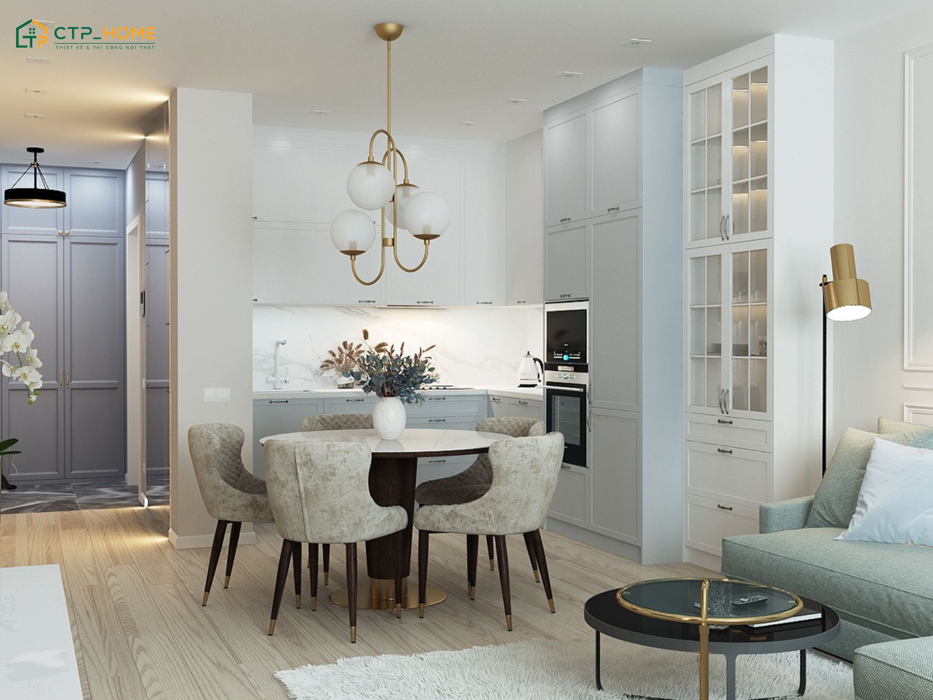 Việc sử dụng tone màu tươi sáng sẽ giúp căn hộ 55m2 trở nên sinh động và giàu sức sống hơn