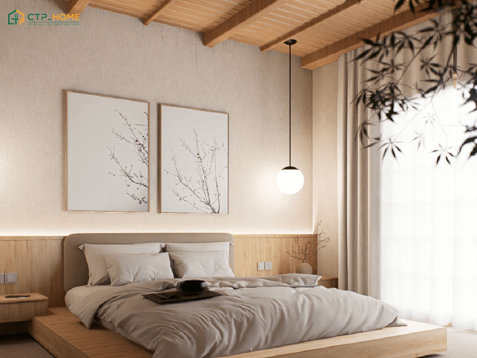 Việc tận dụng nguồn ánh sáng tự nhiên sẽ giúp chung cư 55m2 Japandi trở nên sáng sủa hơn