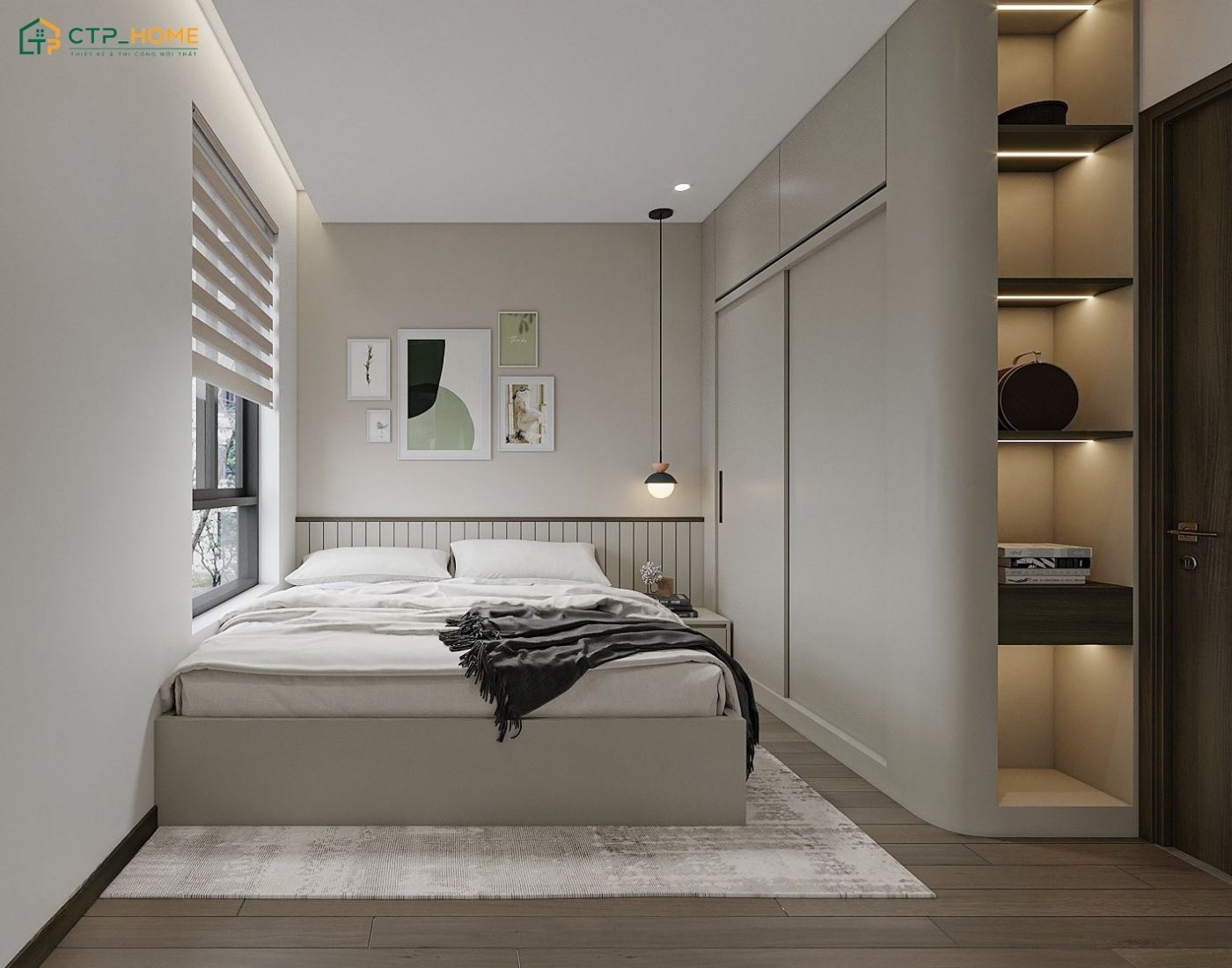 Mẫu thiết kế căn hộ 60m2 tone màu trắng thường sẽ được kết hợp hài hòa với nội thất tối giản