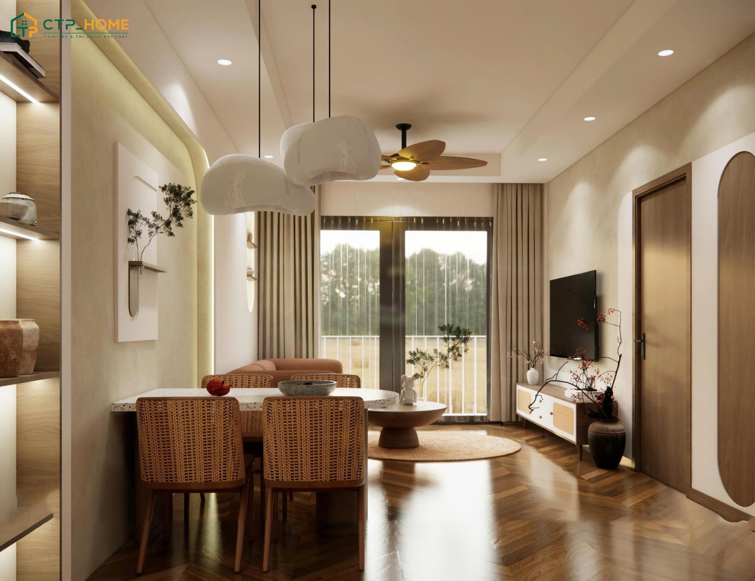 Mẫu thiết kế nội thất chung cư 60m2 phong cách hiện đại thu hút với vẻ đẹp nhẹ nhàng, tiện nghi