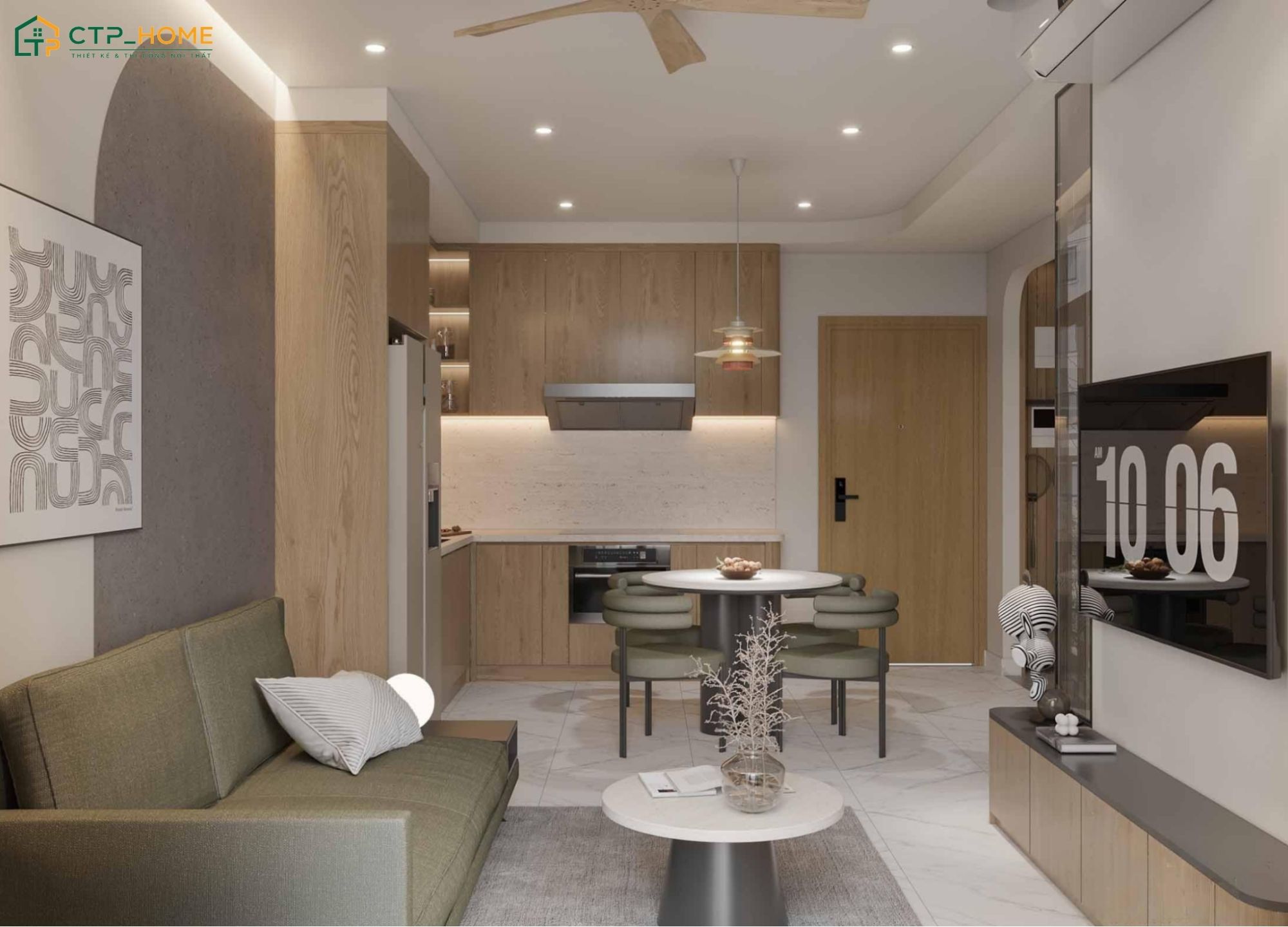 Độ nội thất trong chung cư 60m2 hiện đại sẽ có thiết kế đơn giản để đảm bảo sự thông thoáng