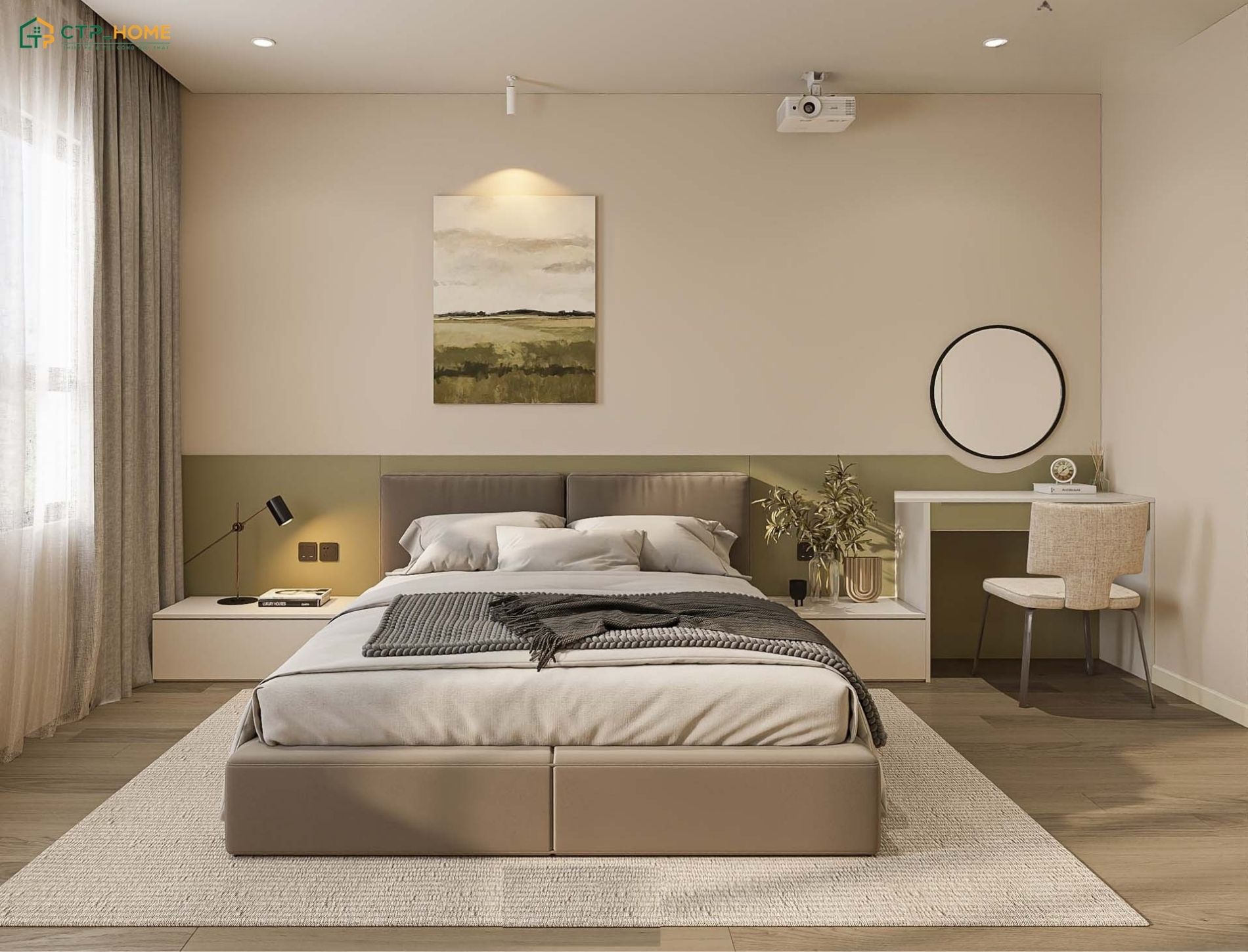 Mẫu thiết kế nội thất căn hộ chung cư 60m2 hiện đại có thể tạo điểm nhấn bằng gỗ, đá và kim loại