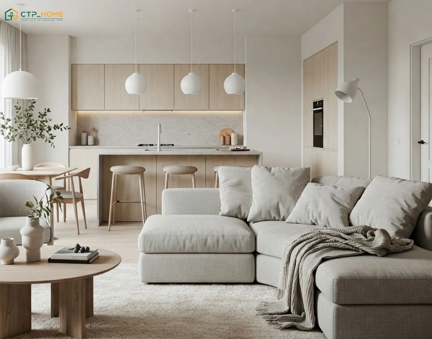Mẫu thiết kế chung cư 60m2 phong cách tối giản sẽ hạn chế tối đa các chi tiết trang trí cầu kỳ