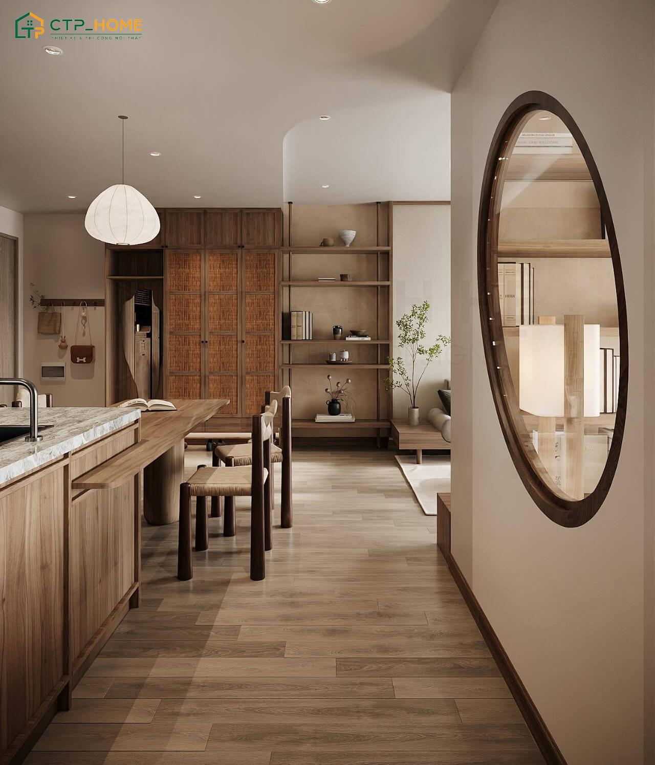 Chung cư 60m2 Scandinavian sẽ sử dụng chất liệu gỗ, ánh sáng dịu và gam màu trầm ấm để tạo cảm giác ấm cúng hơn