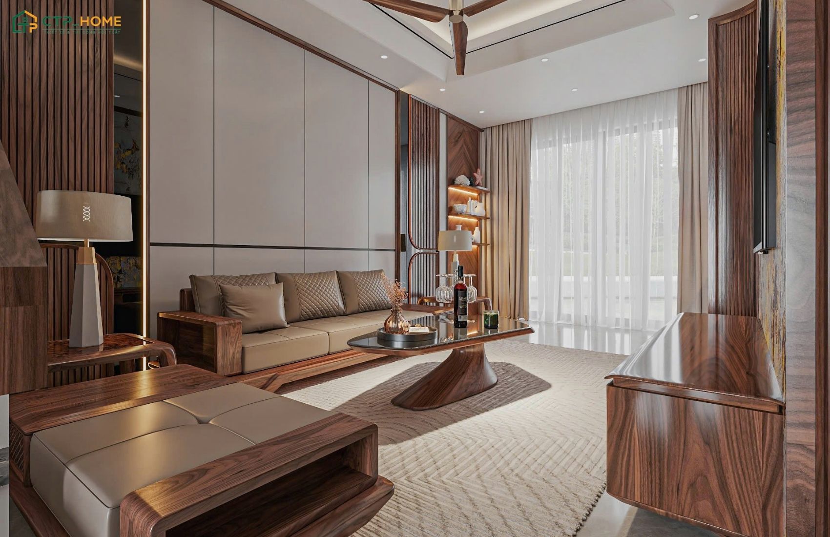 Mẫu thiết kế nội thất chung cư 60m2 bằng gỗ tự nhiên sẽ mang đến một không gian sống sang trọng và ấm cúng