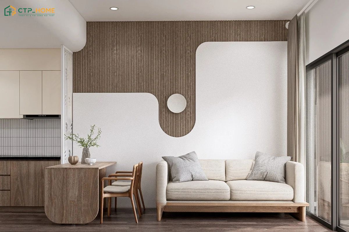 Mẫu dự án thiết kế nội thất căn hộ 60m2 1 phòng ngủ tại Quận 9 do CTP Home thực hiện