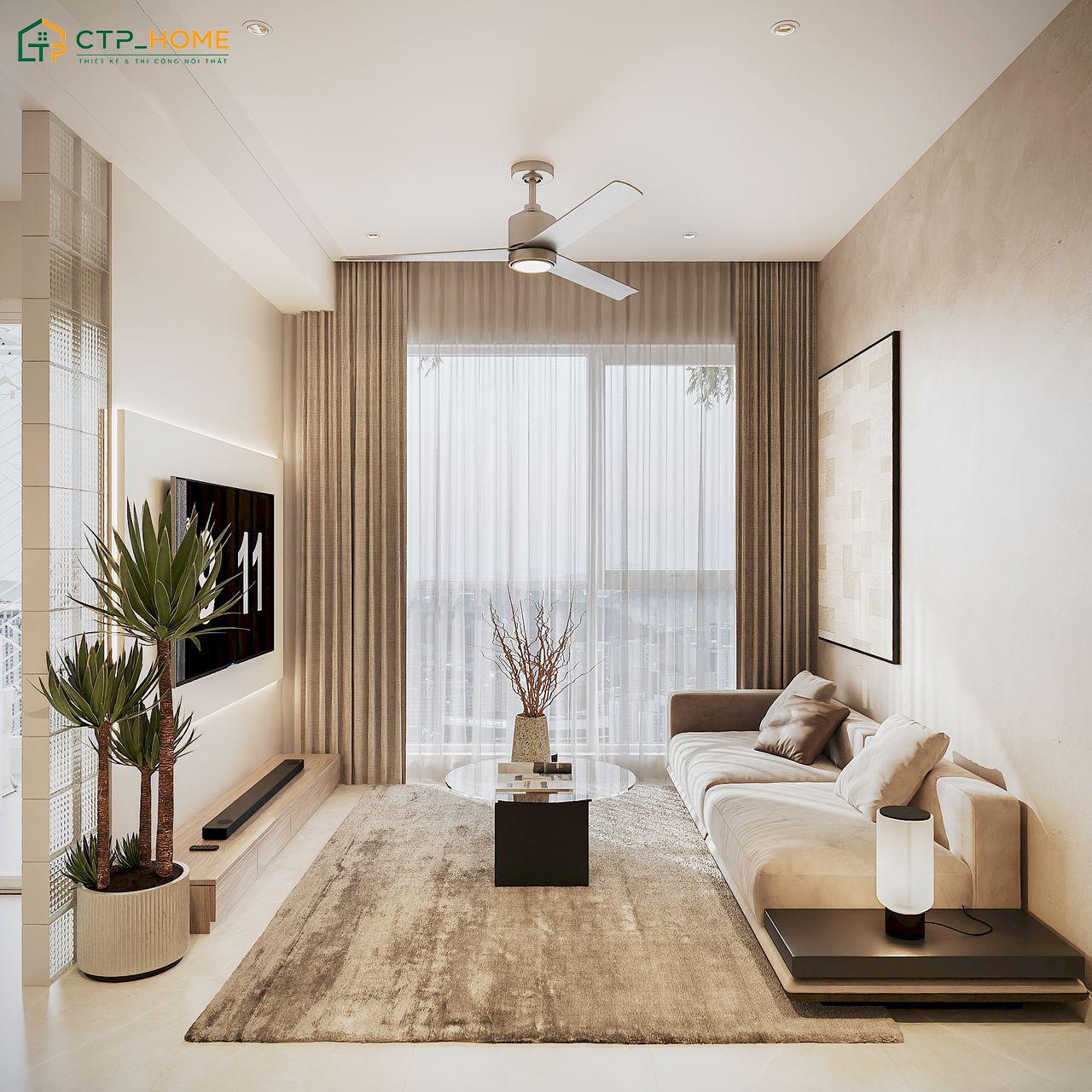 Bố trí cửa sổ lớn trong căn hộ chung cư 60m2 sẽ giúp thu hút được nhiều ánh sáng tự nhiên