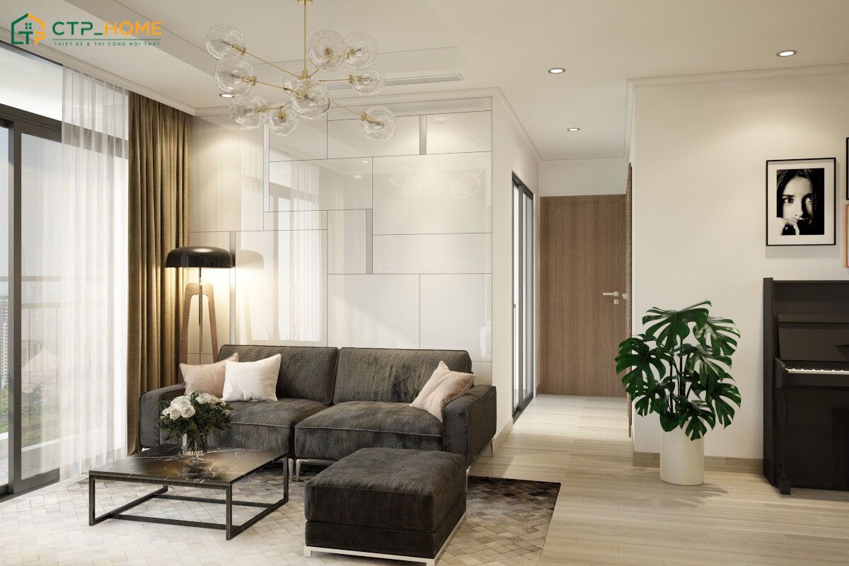 Mẫu thiết kế nội thất chung cư 60m2 2 phòng ngủ sẽ hạn chế chi tiết cầu kỳ để đảm bảo sự thông thoáng