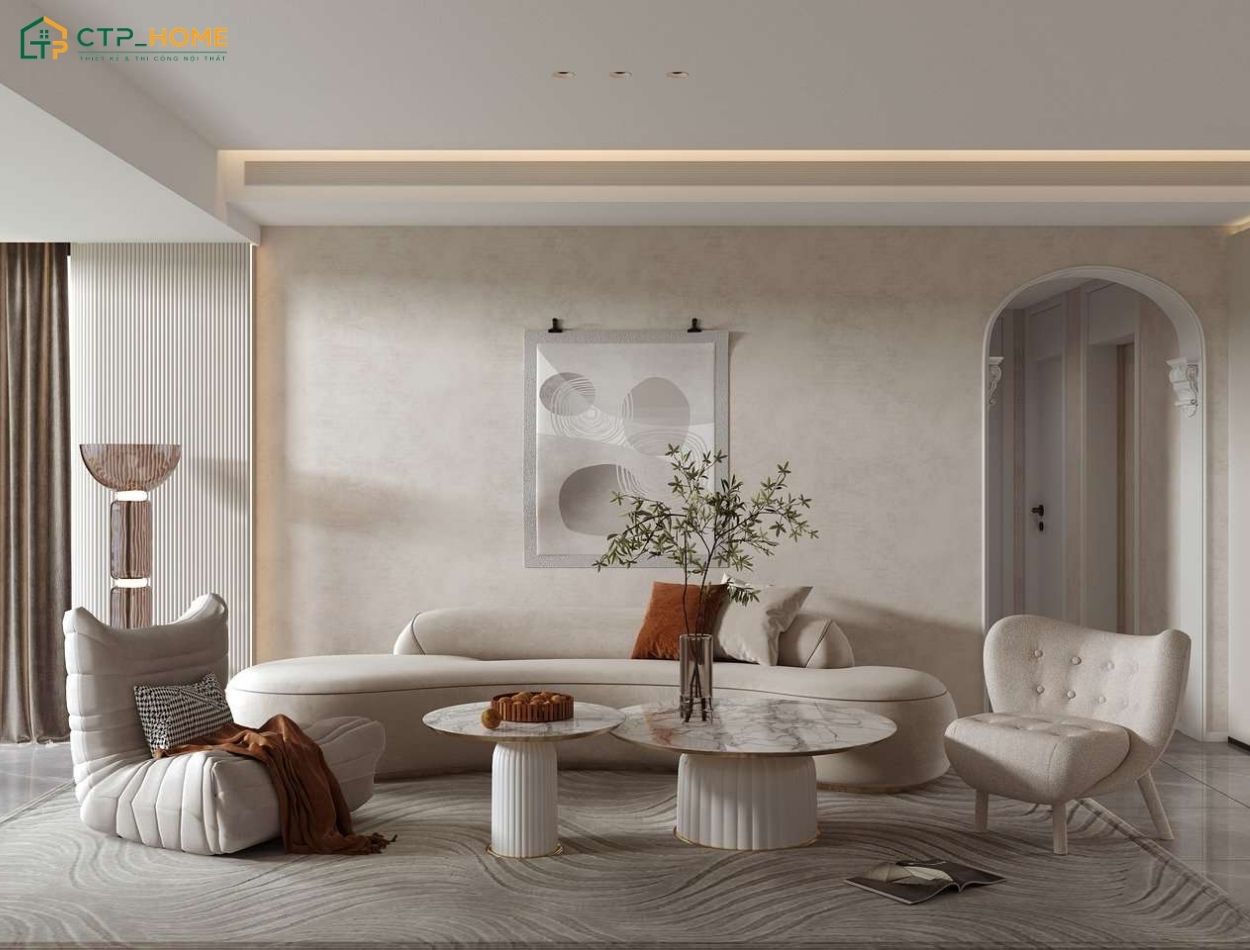 Mẫu thiết kế nội thất chung cư 60m2 với tone màu trắng sẽ tạo cảm giác rộng rãi và thông thoáng hơn