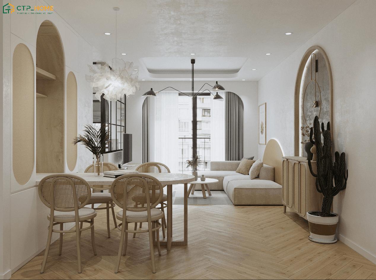 Mẫu thiết kế nội thất chung cư 65m2 Scandinavian sẽ chú trọng vào sự cân bằng giữa thẩm mỹ và công năng