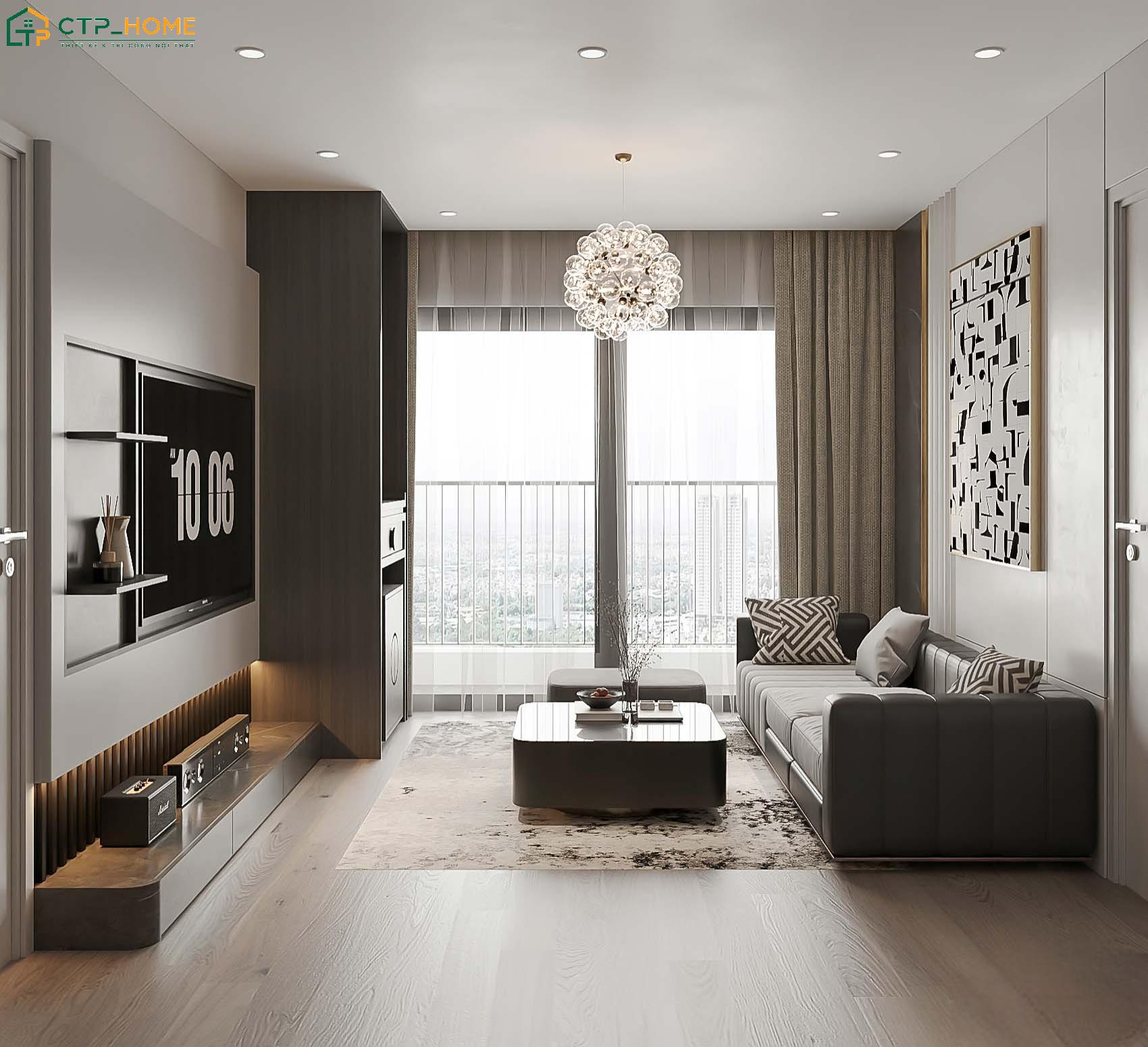 Mẫu thiết kế chung cư 65m2 hiện đại gây ấn tượng với đường nét gọn gàng và nội thất tinh giản