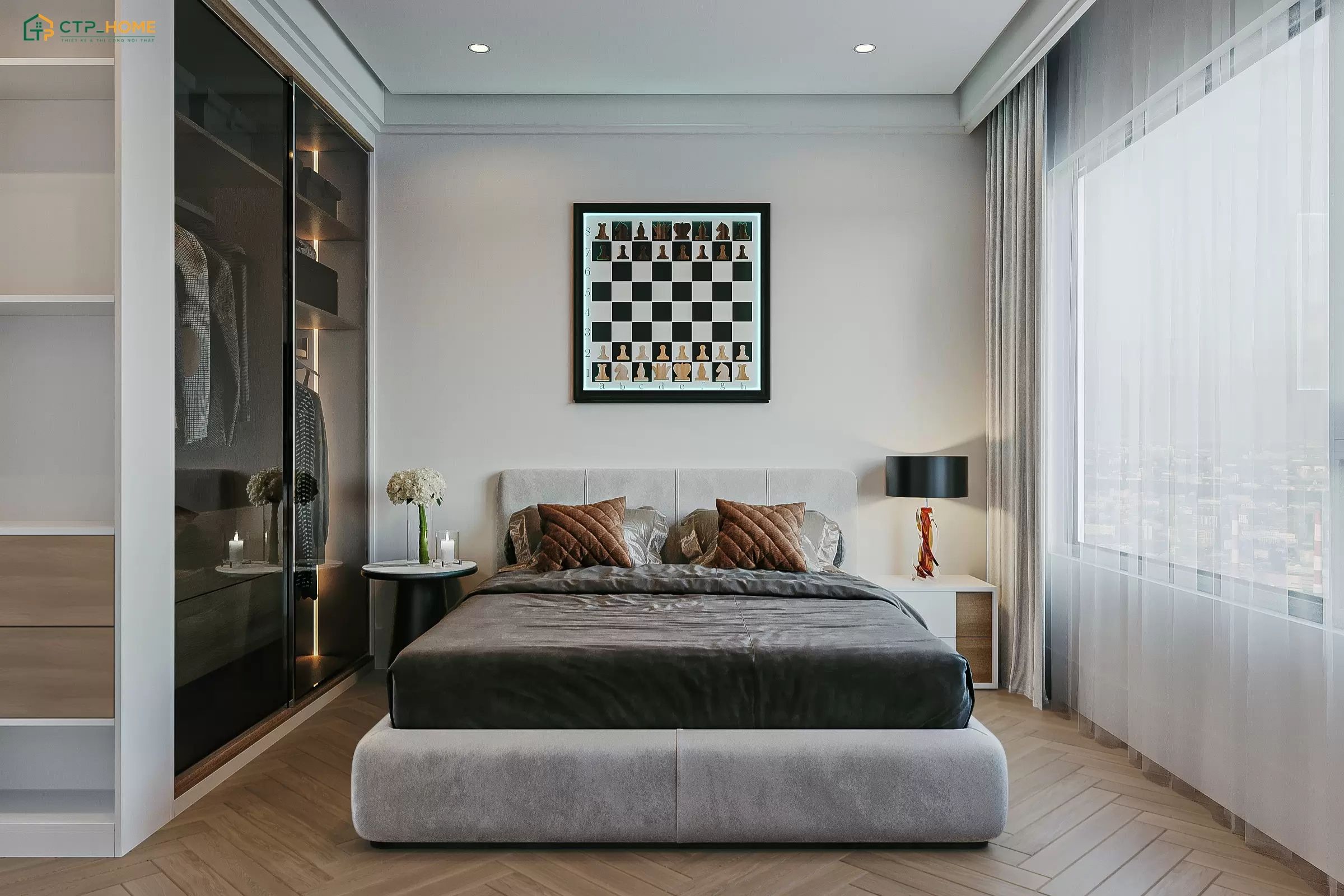 Mẫu thiết kế nội thất căn hộ 65m2 2 phòng ngủ với cách sắp xếp nội thất khoa học sẽ đem lại sự thoải mái khi sử dụng