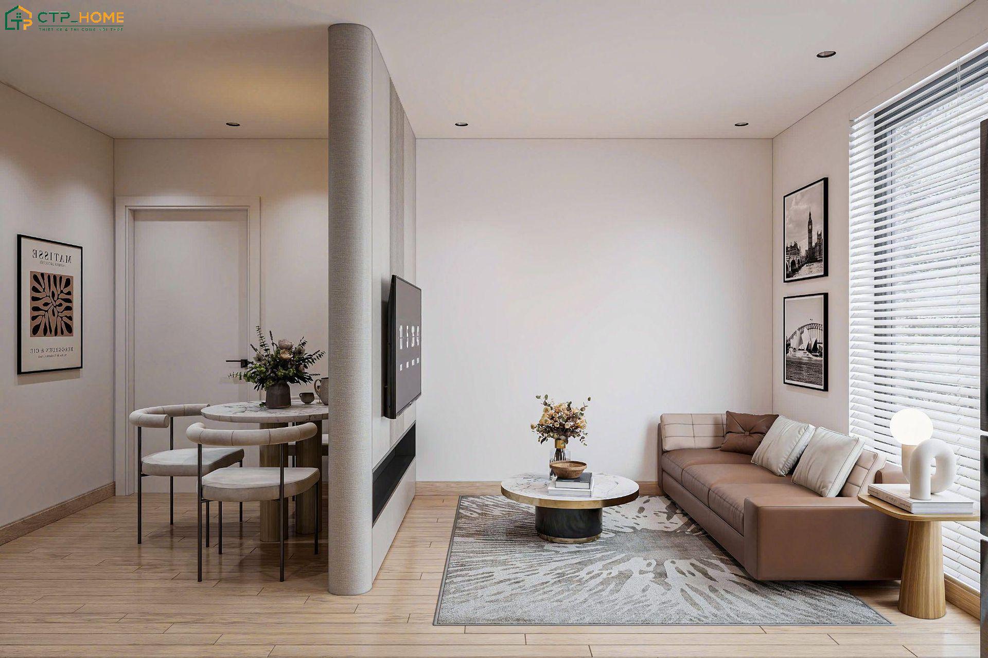 Căn hộ 65m2 tối giản nổi bật với đường nét đơn giản và sự gọn gàng trong cách bố trí nội thất