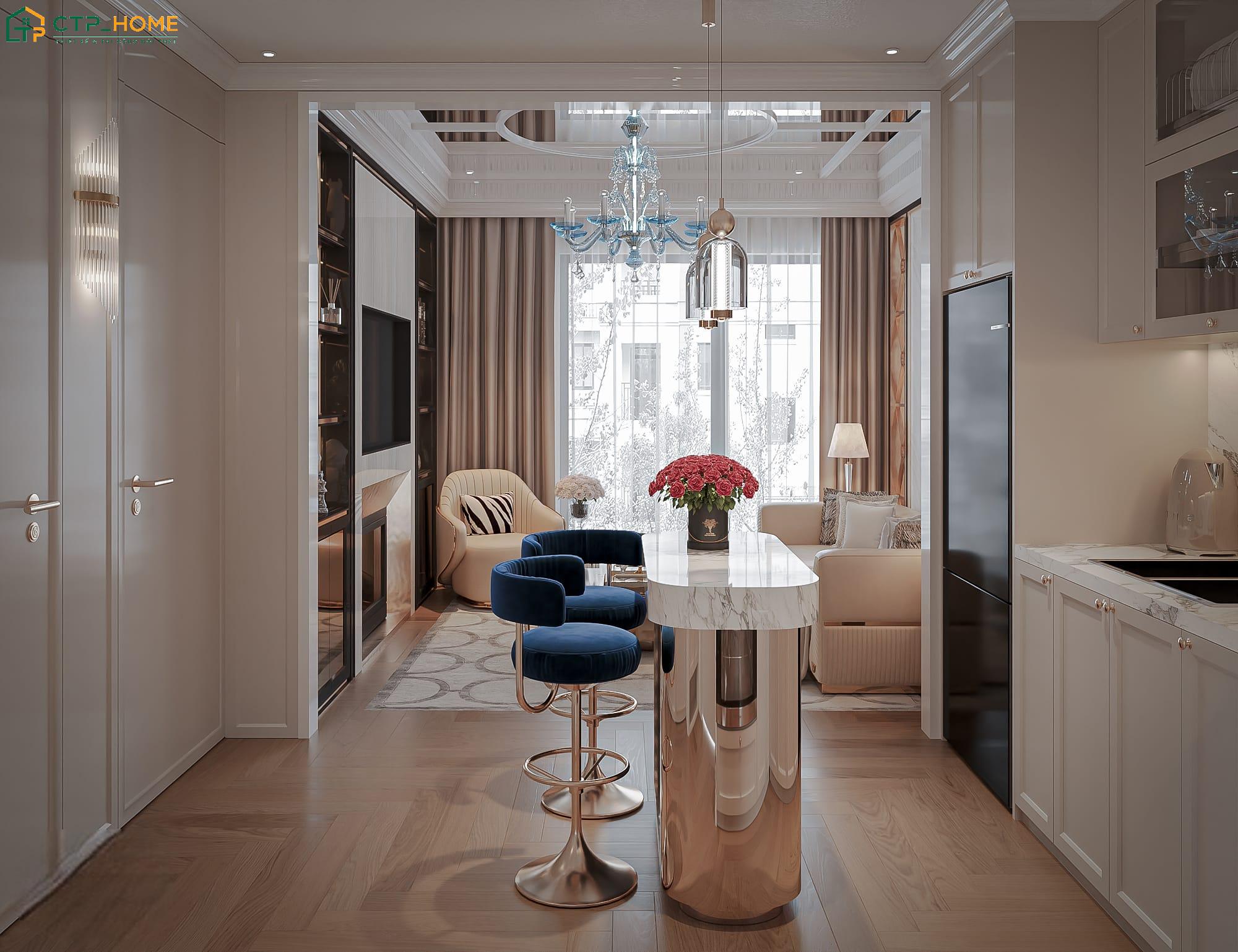 Mẫu thiết kế nội thất nhà chung cư 65m2 Luxury nổi bật với vẻ đẹp sang trọng và tinh tế