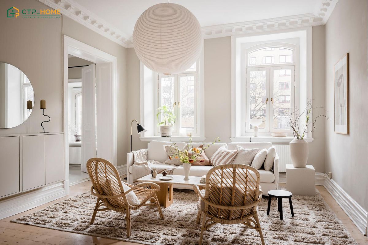 Mẫu thiết kế nội thất căn hộ chung cư 70m2 Scandinavian với nội thất đơn giản sẽ tạo sự thoải mái khi sử dụng