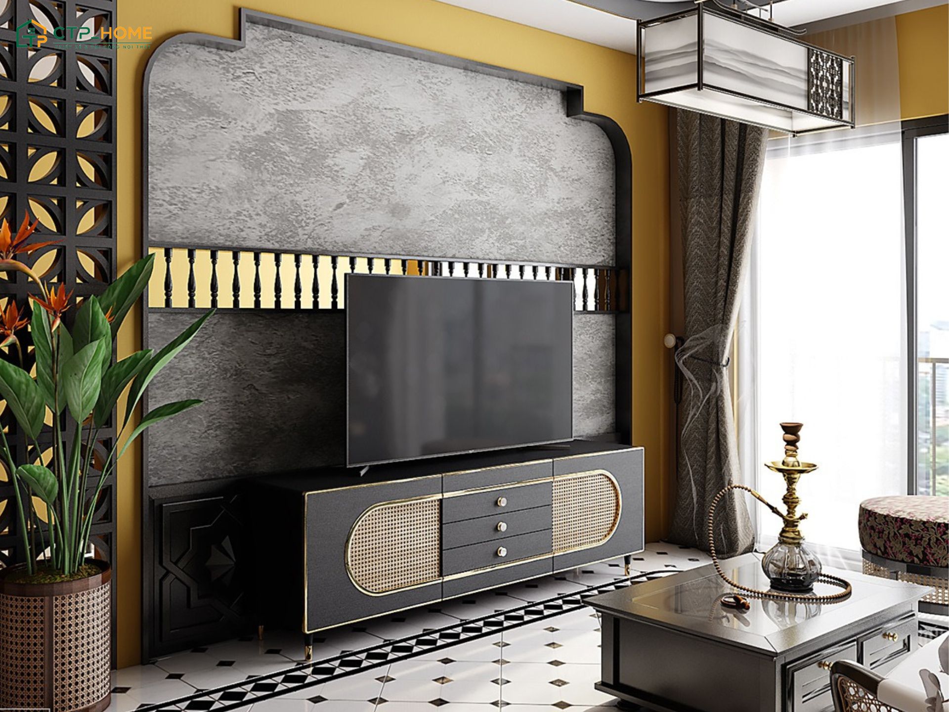Phong cách Indochine sẽ chỉ giữ lại những chi tiết đặc trưng để đảm bảo chung cư 70m2 luôn gọn gàng