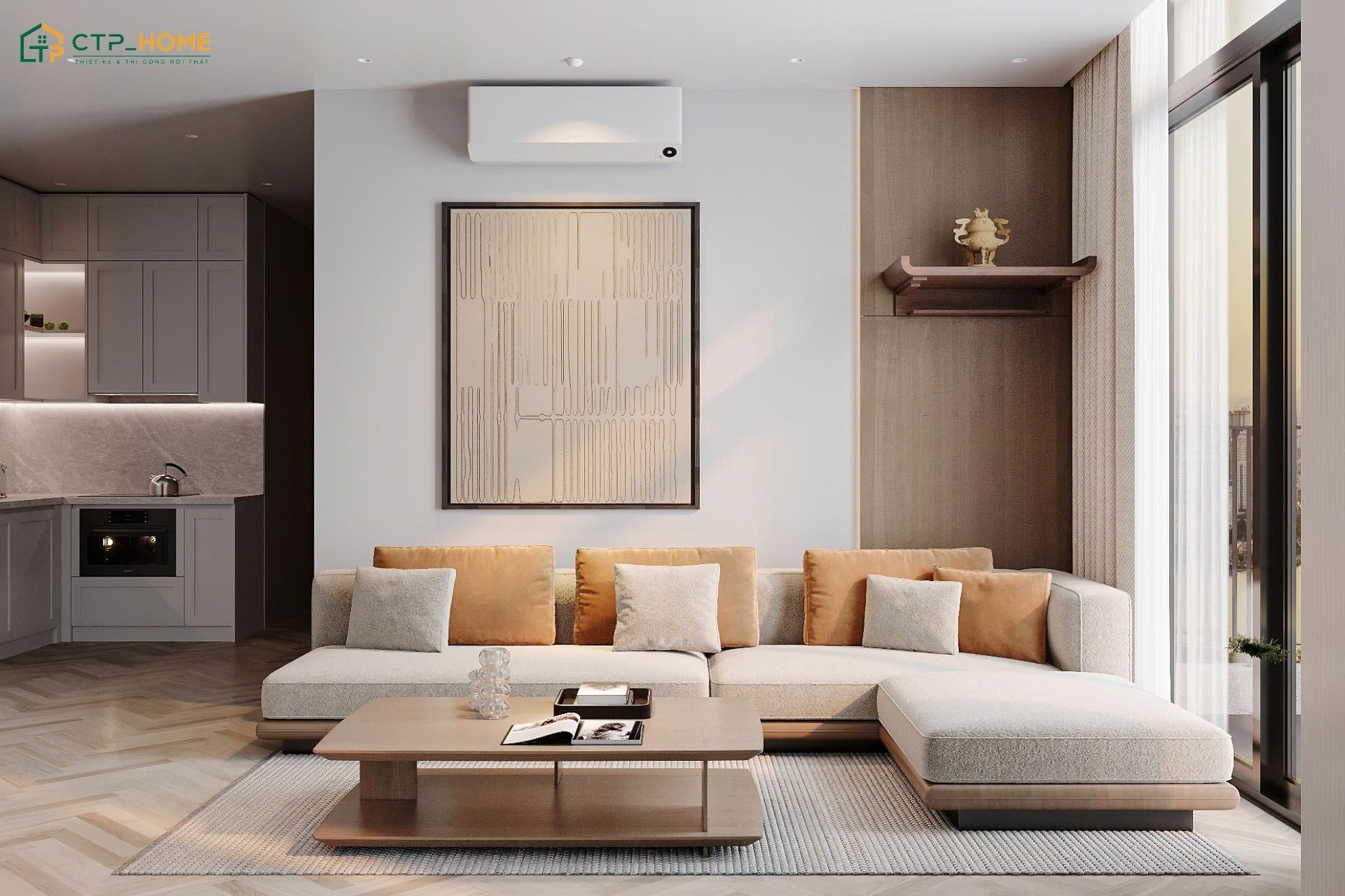 Mẫu thiết kế nội thất căn hộ chung cư 70m2 với 2 phòng ngủ giúp đảm bảo sự thoải mái khi sử dụng