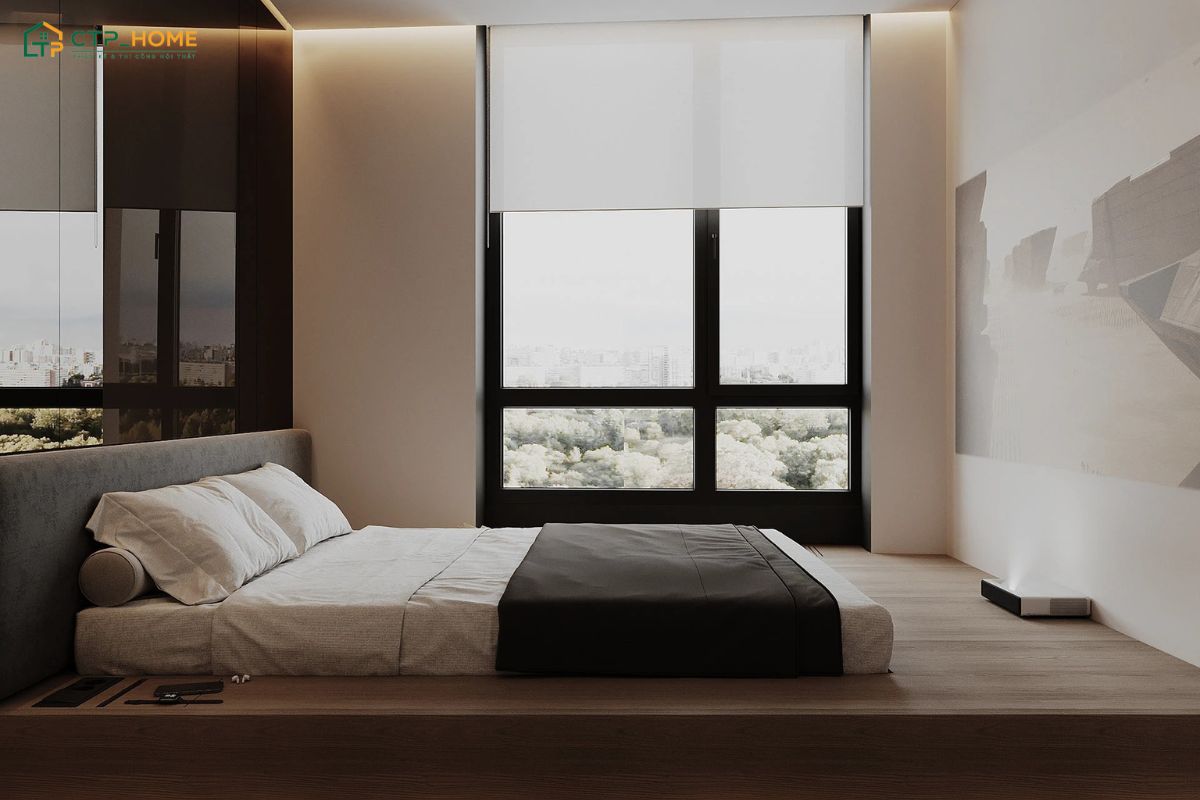 Không gian phòng ngủ chung cư 70m2 sẽ được bố trí theo nhu cầu sử dụng riêng của gia chủ
