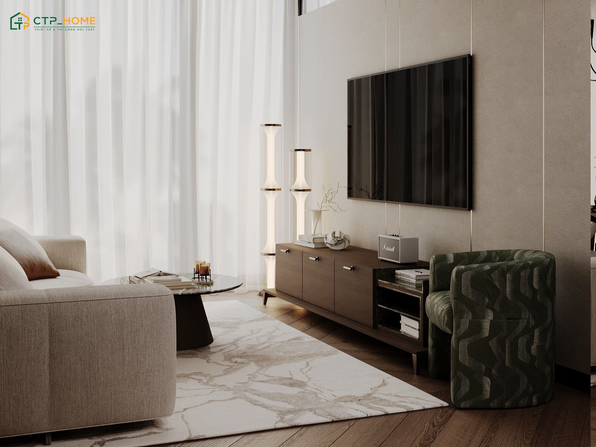 Mẫu thiết kế nội thất nhà chung cư 70m2 hiện đại với cách bố trí nội thất khoa học giúp đảm bảo sự tiện nghi