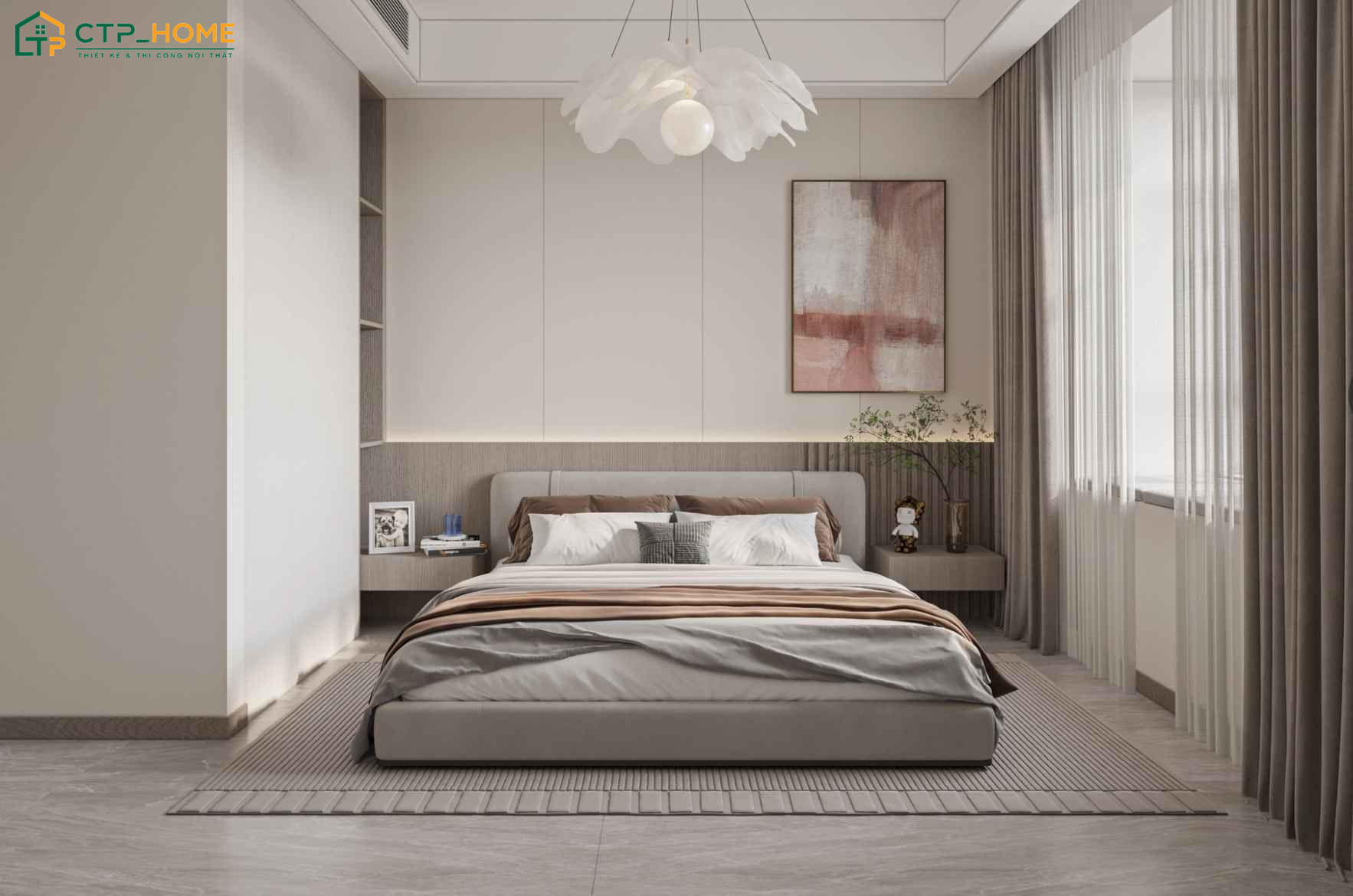 Mẫu thiết kế nội thất căn hộ chung cư 75m2 tối giản sẽ bố trí nội thất vừa đủ để tạo cảm giác thông thoáng