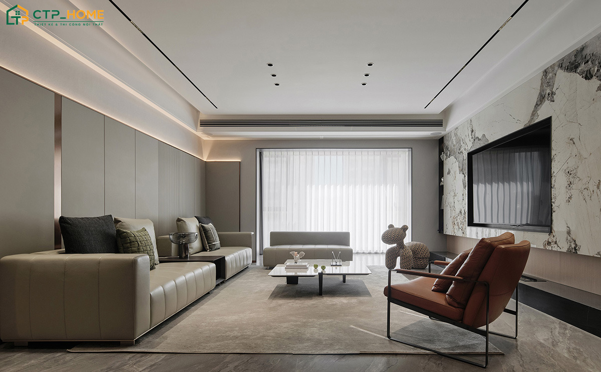 Mẫu thiết kế chung cư 75m2 1 phòng ngủ với không gian rộng rãi giúp việc bố trí nội thất trở nên linh hoạt hơn