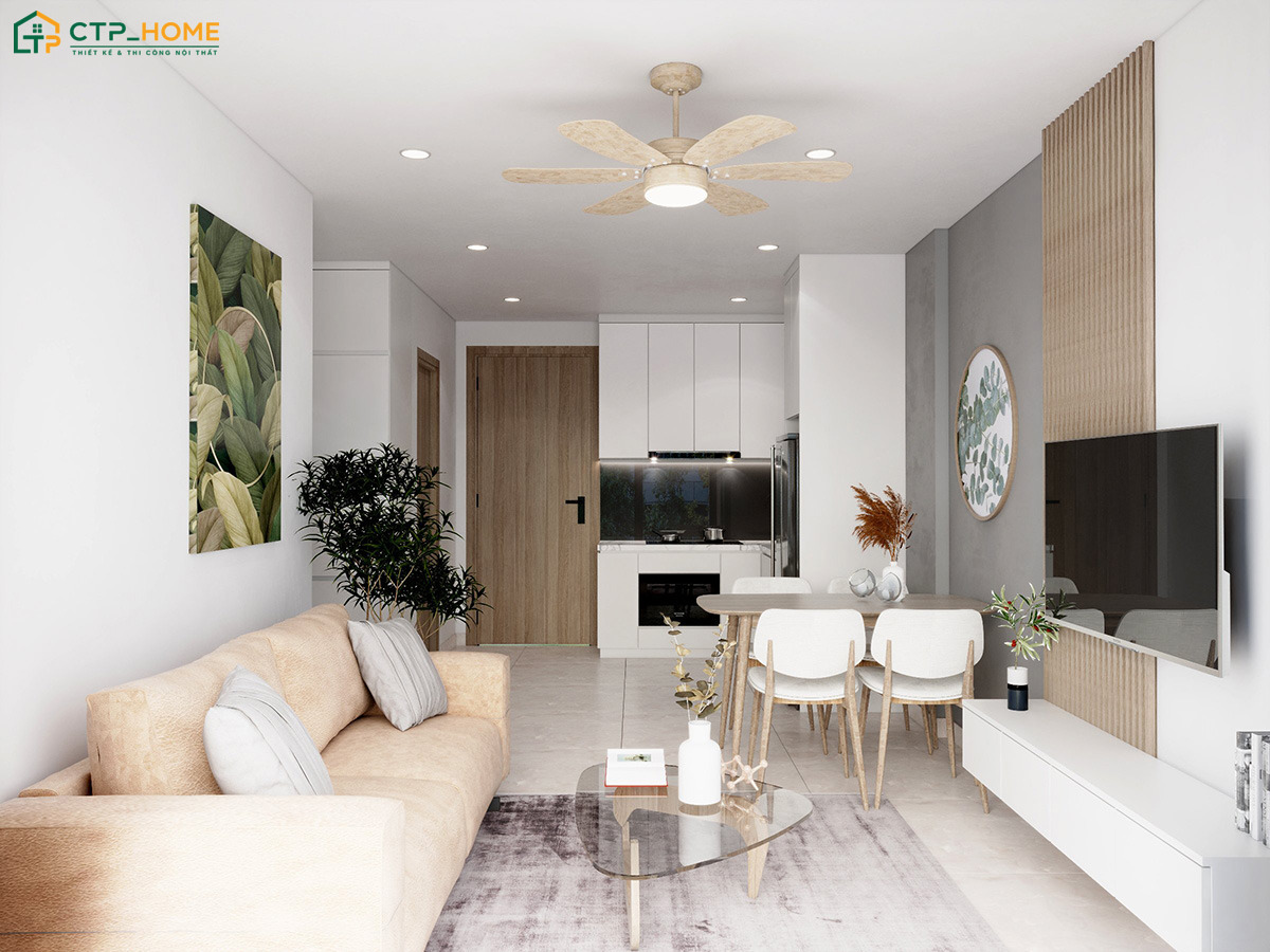Mẫu thiết kế nội thất chung cư 75m2 hiện đại sẽ ưu tiên nội thất đơn giản và đường nét tinh gọn