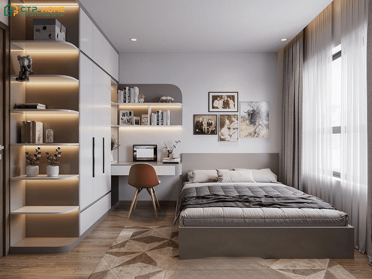 Mẫu thiết kế nội thất căn hộ chung cư 75m2 3 phòng ngủ sẽ sử dụng gam màu sáng để tạo cảm giác rộng rãi hơn