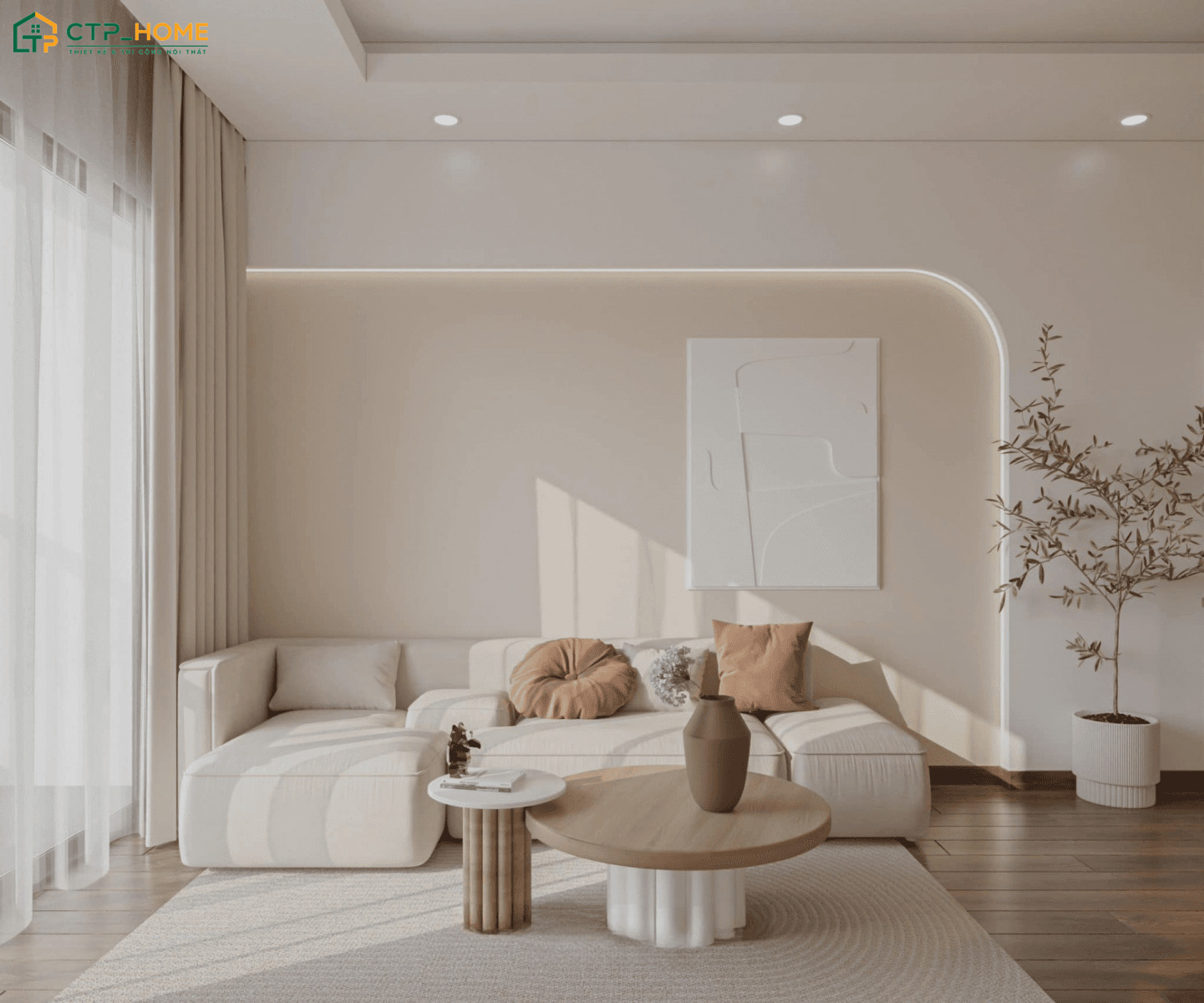 Việc kết hợp ánh sáng tự nhiên và đèn chiếu sáng nhân tạo sẽ giúp nâng cao tính thẩm mỹ cho căn hộ