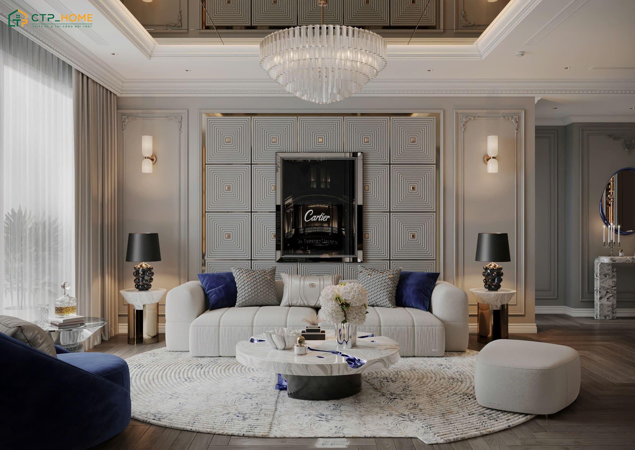 Mẫu thiết kế nội thất chung cư 90m2 tân cổ điển sẽ tạo nên một không gian sống sang trọng và tinh tế
