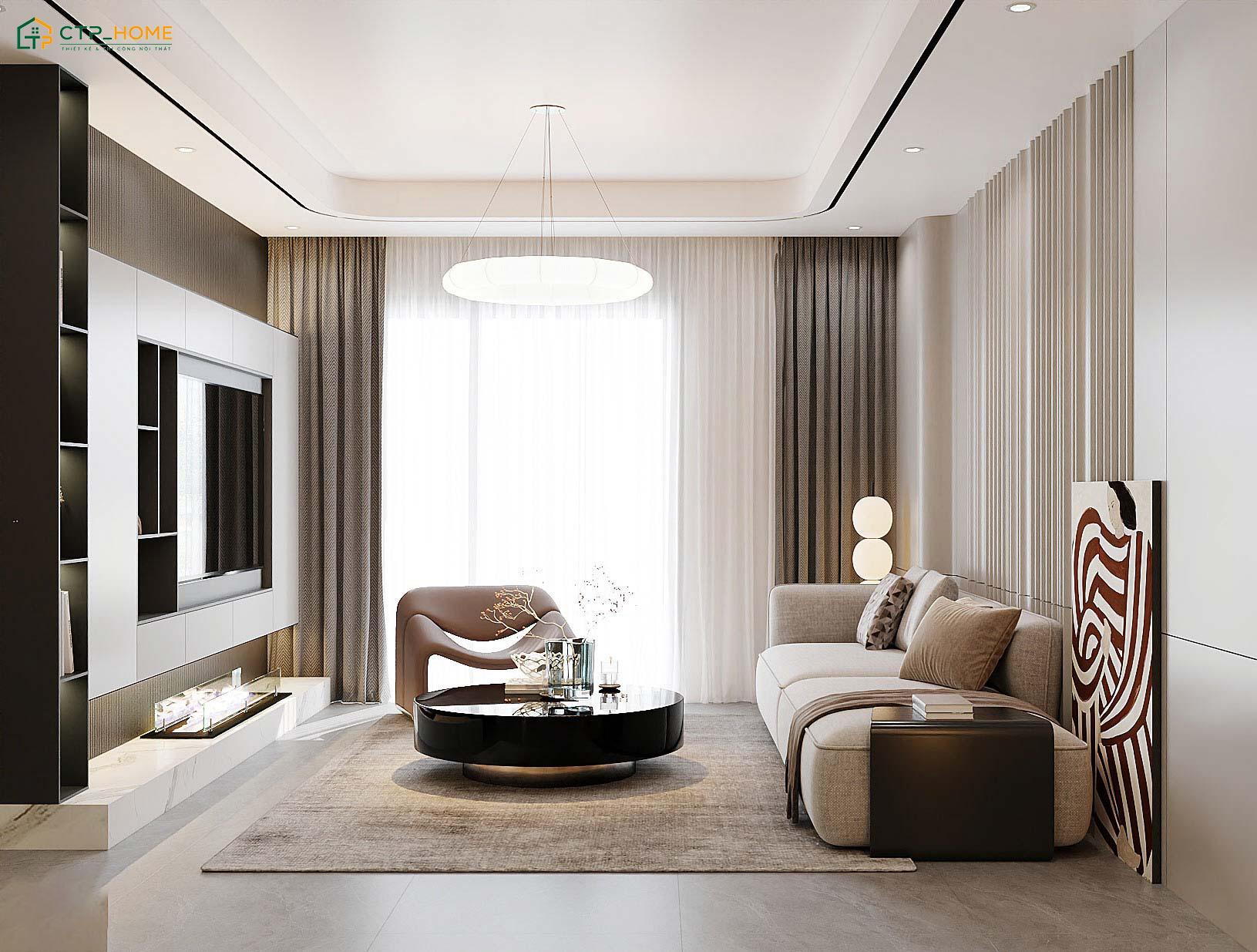 Thiết kế phòng khách chung cư 90m2 cần sử dụng nội thất phù hợp để tạo điểm nhấn cho không gian