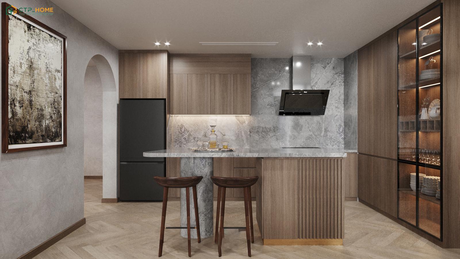 Khu vực phòng bếp chung cư 90m2 cần phải đảm bảo các tiêu chí tiện nghi, an toàn và gọn gàng