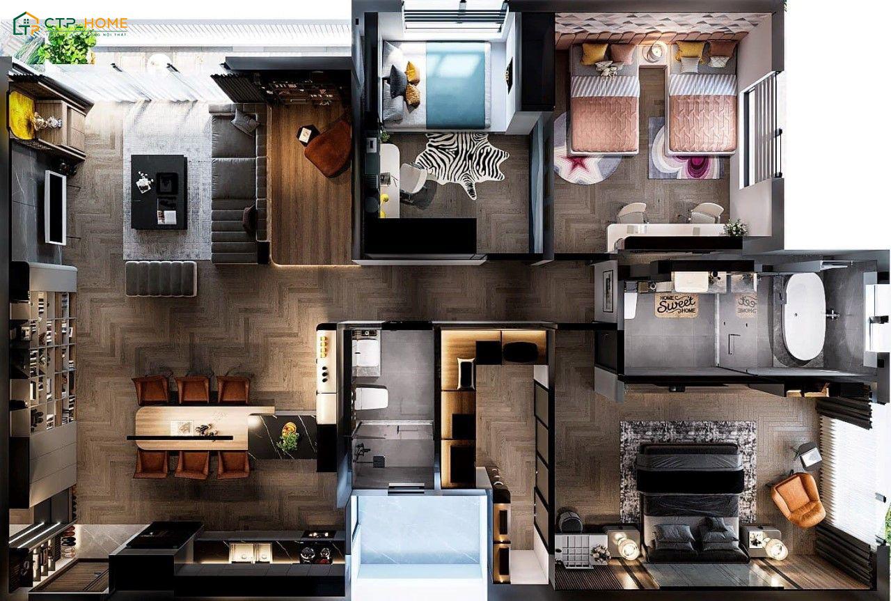 Thiết kế nội thất căn hộ 90m2 cho gia đình có 3 thế hệ cần được tính toán kỹ lưỡng về cách bố trí nội thất