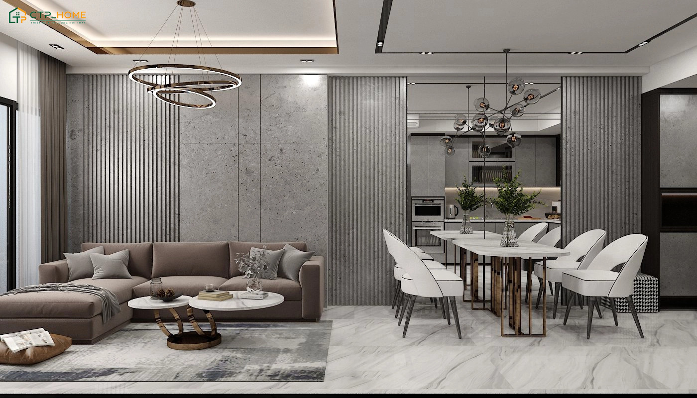 Mẫu dự án thiết kế nội thất nhà chung cư 90m2 phong cách hiện đại tại Long An do CTP Home thực hiện